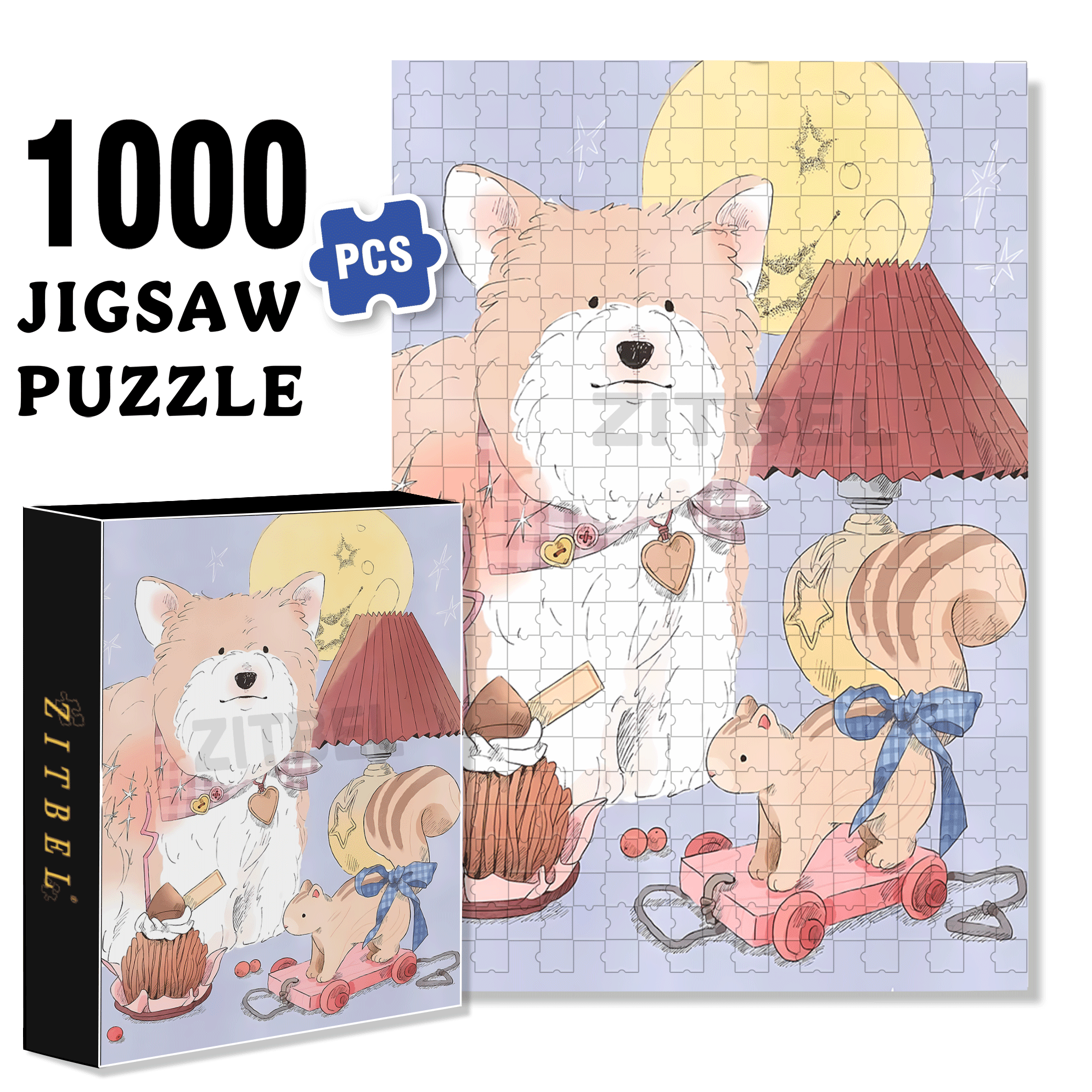 Lucky 500pcs/1000pcs Jigsaw Puzzle, Scratch-Resistant, Interactive Family Game & Brain-Boosting DIY Decor, Perfect for Halloween, Christmas & New Year Gifts, Family Puzzle Game