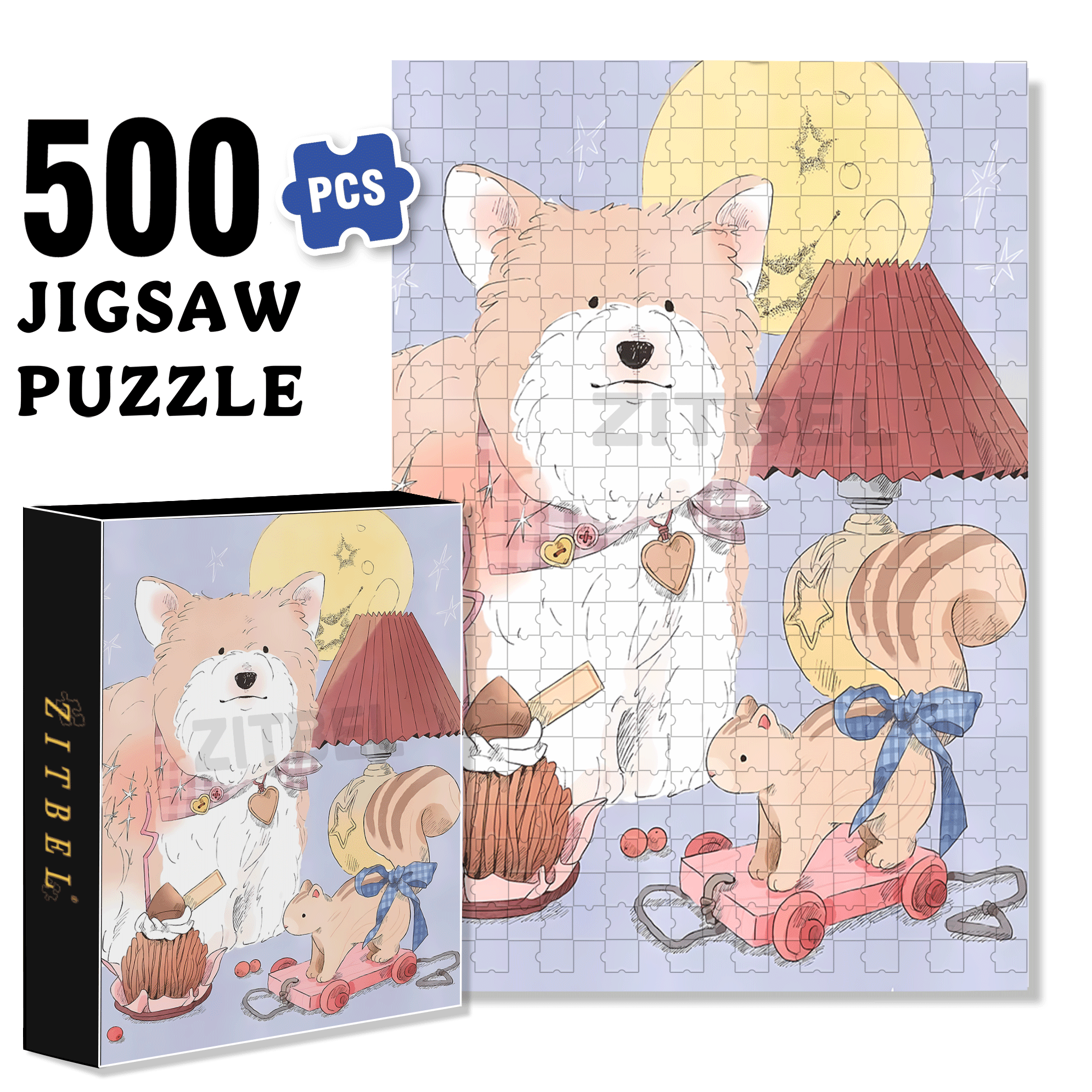 Lucky 500pcs/1000pcs Jigsaw Puzzle, Scratch-Resistant, Interactive Family Game & Brain-Boosting DIY Decor, Perfect for Halloween, Christmas & New Year Gifts, Family Puzzle Game