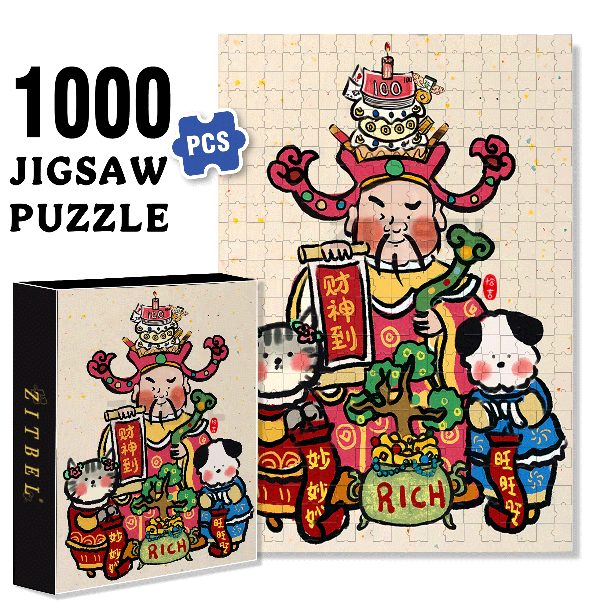 Mammon 500pcs/1000pcs Jigsaw Puzzle, Scratch-Resistant, Interactive Family Game & Brain-Boosting DIY Decor, Perfect for Halloween, Christmas & New Year Gifts, Family Puzzle Game