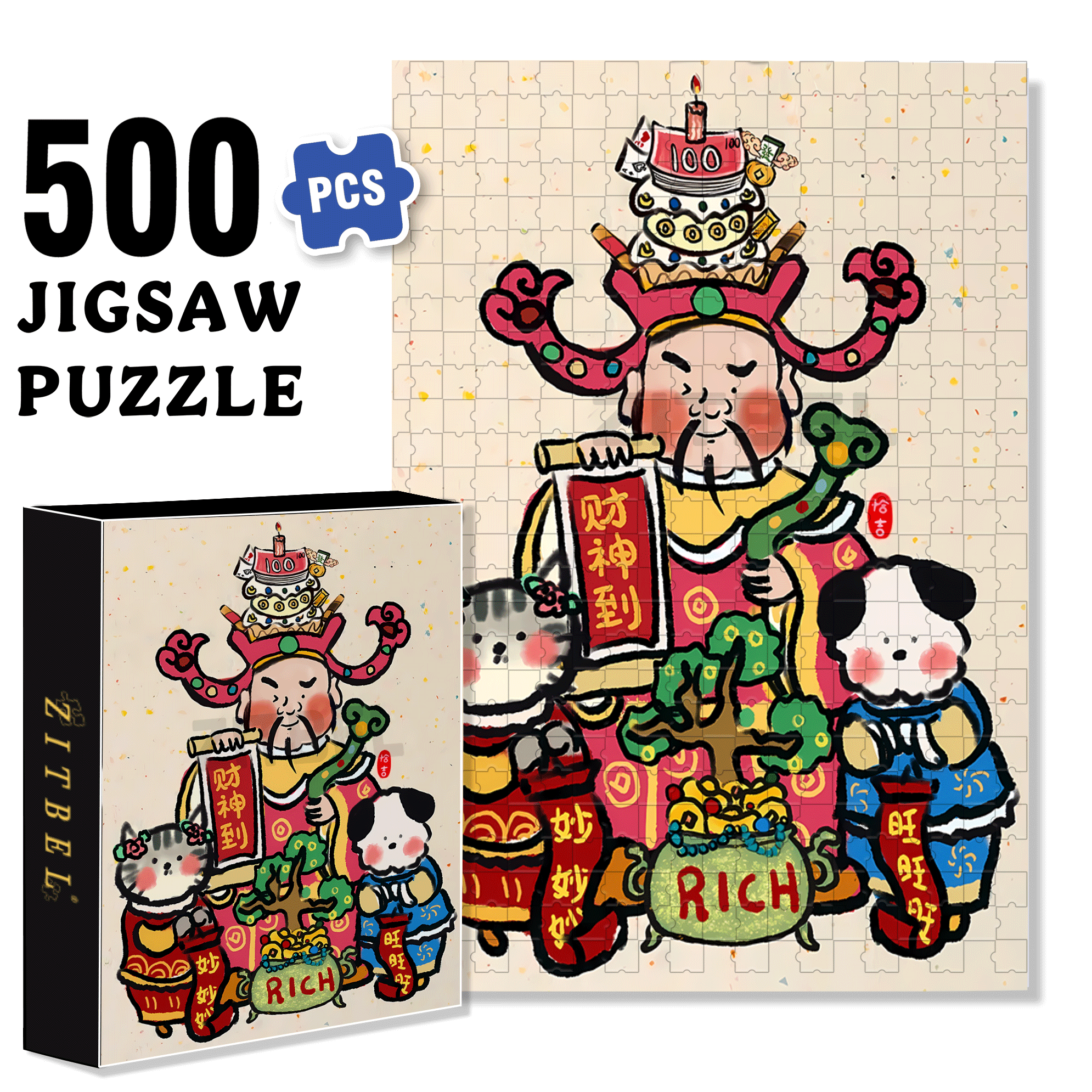 Mammon 500pcs/1000pcs Jigsaw Puzzle, Scratch-Resistant, Interactive Family Game & Brain-Boosting DIY Decor, Perfect for Halloween, Christmas & New Year Gifts, Family Puzzle Game