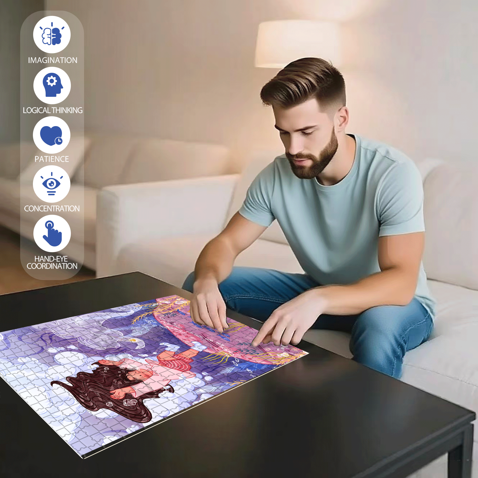 Meet 500pcs/1000pcs Jigsaw Puzzle, Scratch-Resistant, Interactive Family Game & Brain-Boosting DIY Decor, Perfect for Halloween, Christmas & New Year Gifts, Family Puzzle Game