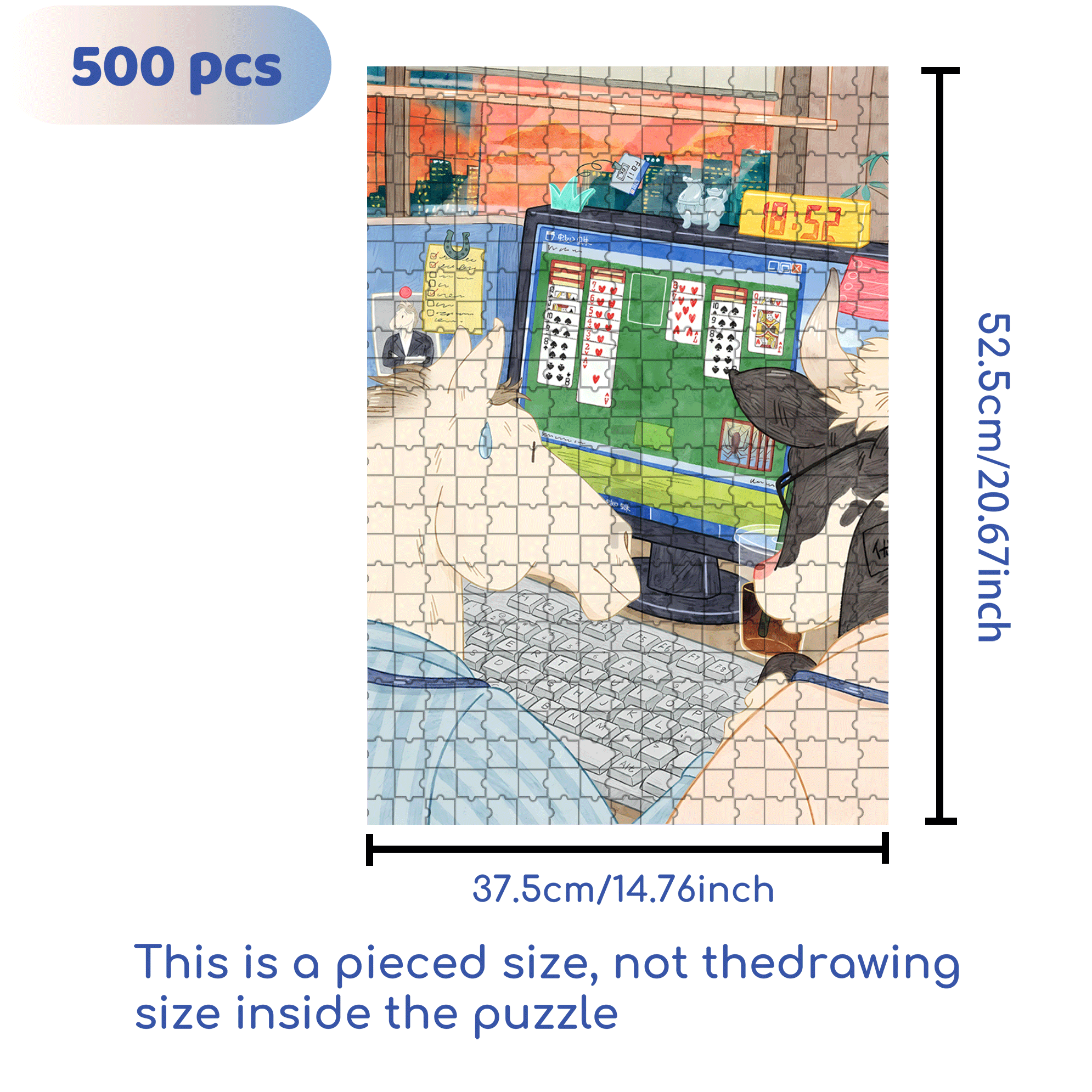 Monday 500pcs/1000pcs Jigsaw Puzzle, Scratch-Resistant, Interactive Family Game & Brain-Boosting DIY Decor, Perfect for Halloween, Christmas & New Year Gifts, Family Puzzle Game