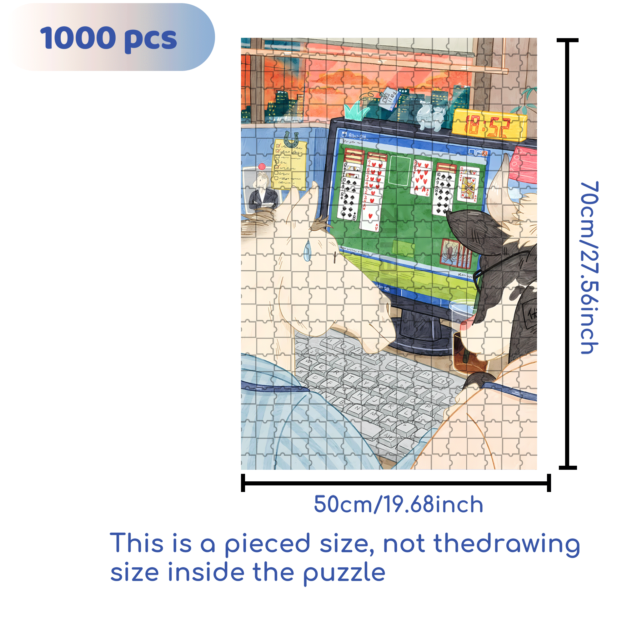 Monday 500pcs/1000pcs Jigsaw Puzzle, Scratch-Resistant, Interactive Family Game & Brain-Boosting DIY Decor, Perfect for Halloween, Christmas & New Year Gifts, Family Puzzle Game
