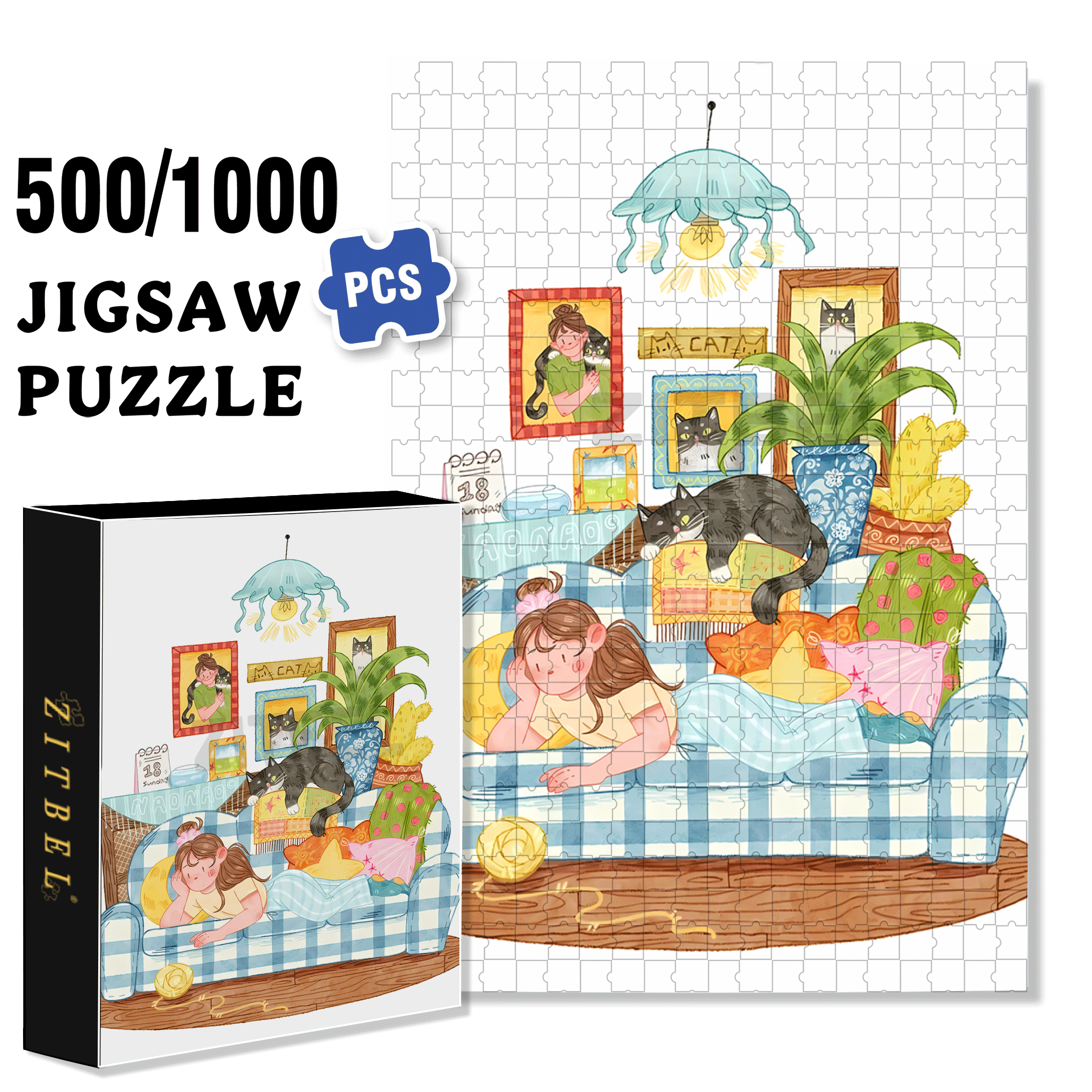 My Holiday 500pcs/1000pcs Jigsaw Puzzle, Scratch-Resistant, Interactive Family Game & Brain-Boosting DIY Decor, Perfect for Halloween, Christmas & New Year Gifts, Family Puzzle Game