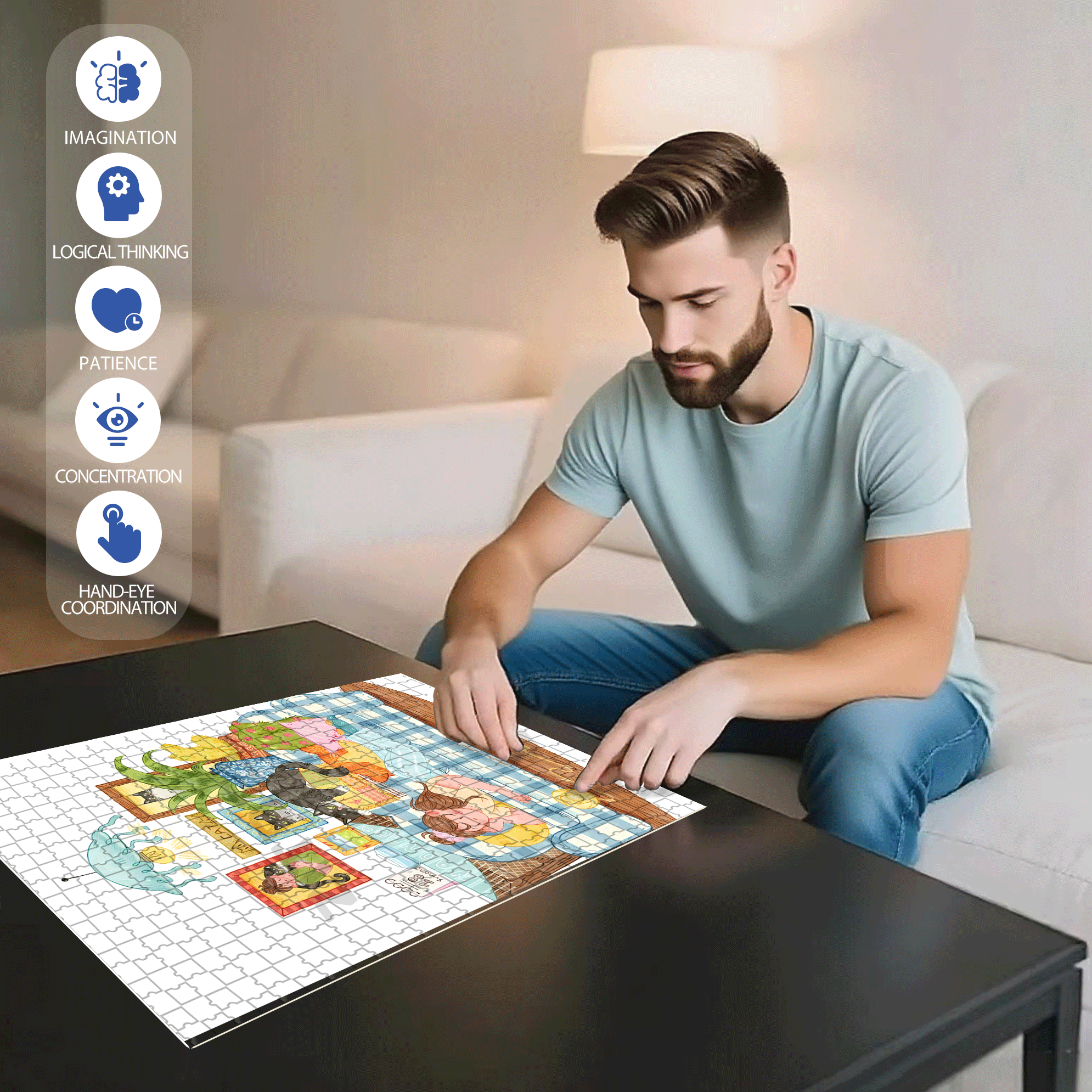 My Holiday 500pcs/1000pcs Jigsaw Puzzle, Scratch-Resistant, Interactive Family Game & Brain-Boosting DIY Decor, Perfect for Halloween, Christmas & New Year Gifts, Family Puzzle Game