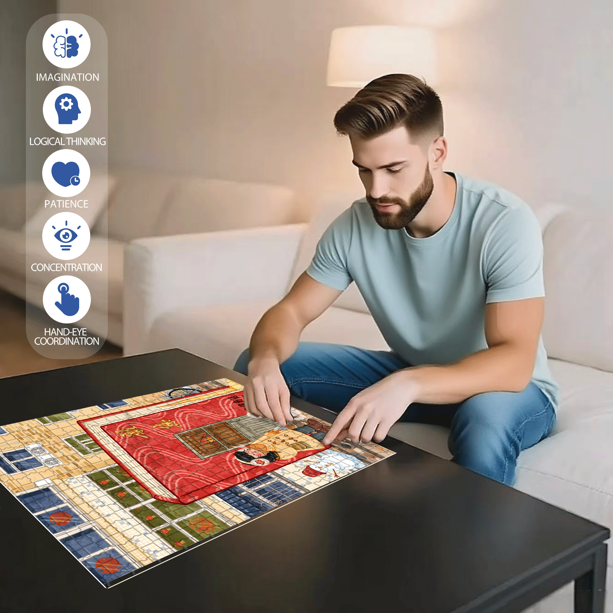 Old Days 500pcs/1000pcs Jigsaw Puzzle, Scratch-Resistant, Interactive Family Game & Brain-Boosting DIY Decor, Perfect for Halloween, Christmas & New Year Gifts, Family Puzzle Game