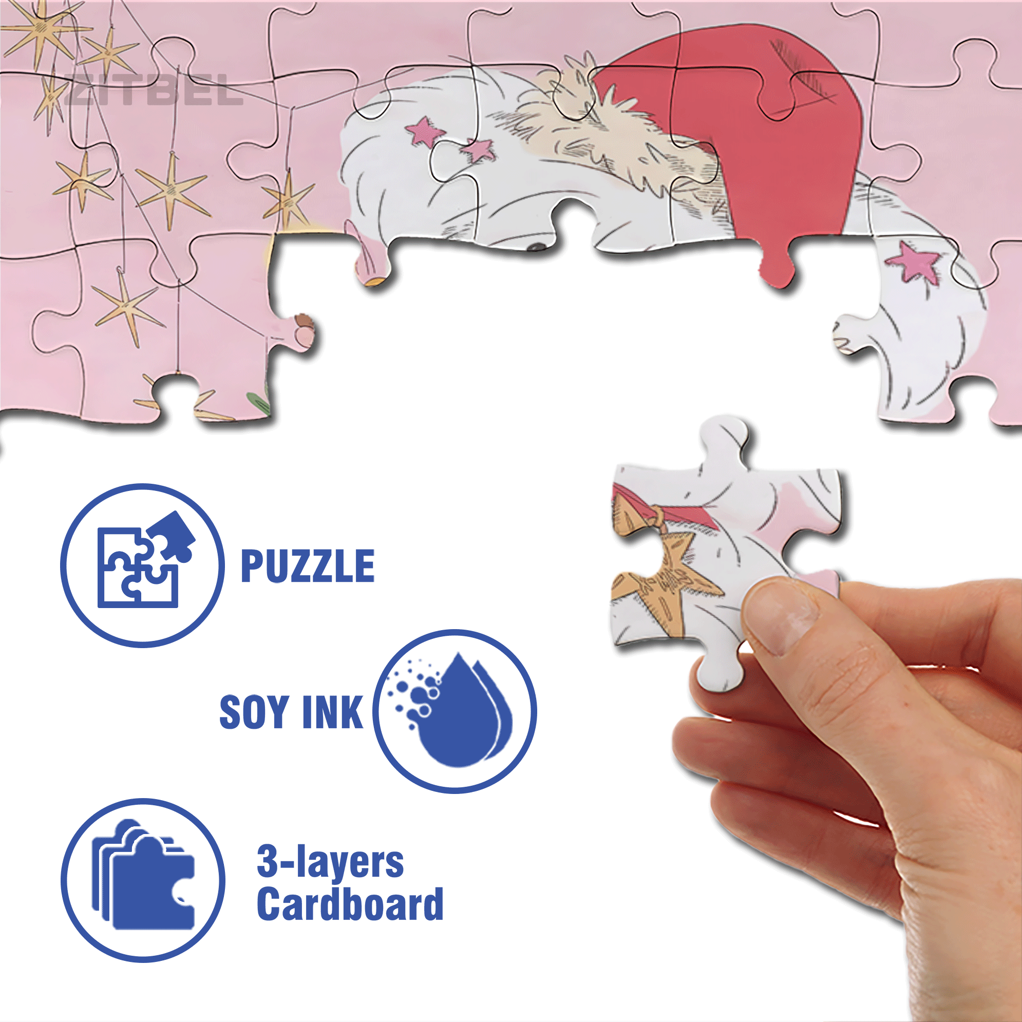 Pink Christmas 500pcs/1000pcs Jigsaw Puzzle, Scratch-Resistant, Interactive Family Game & Brain-Boosting DIY Decor, Perfect for Halloween, Christmas & New Year Gifts, Family Puzzle Game