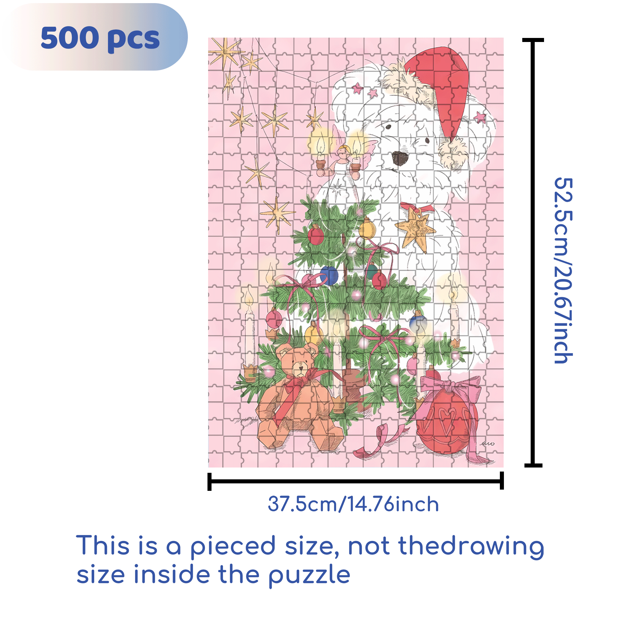 Pink Christmas 500pcs/1000pcs Jigsaw Puzzle, Scratch-Resistant, Interactive Family Game & Brain-Boosting DIY Decor, Perfect for Halloween, Christmas & New Year Gifts, Family Puzzle Game