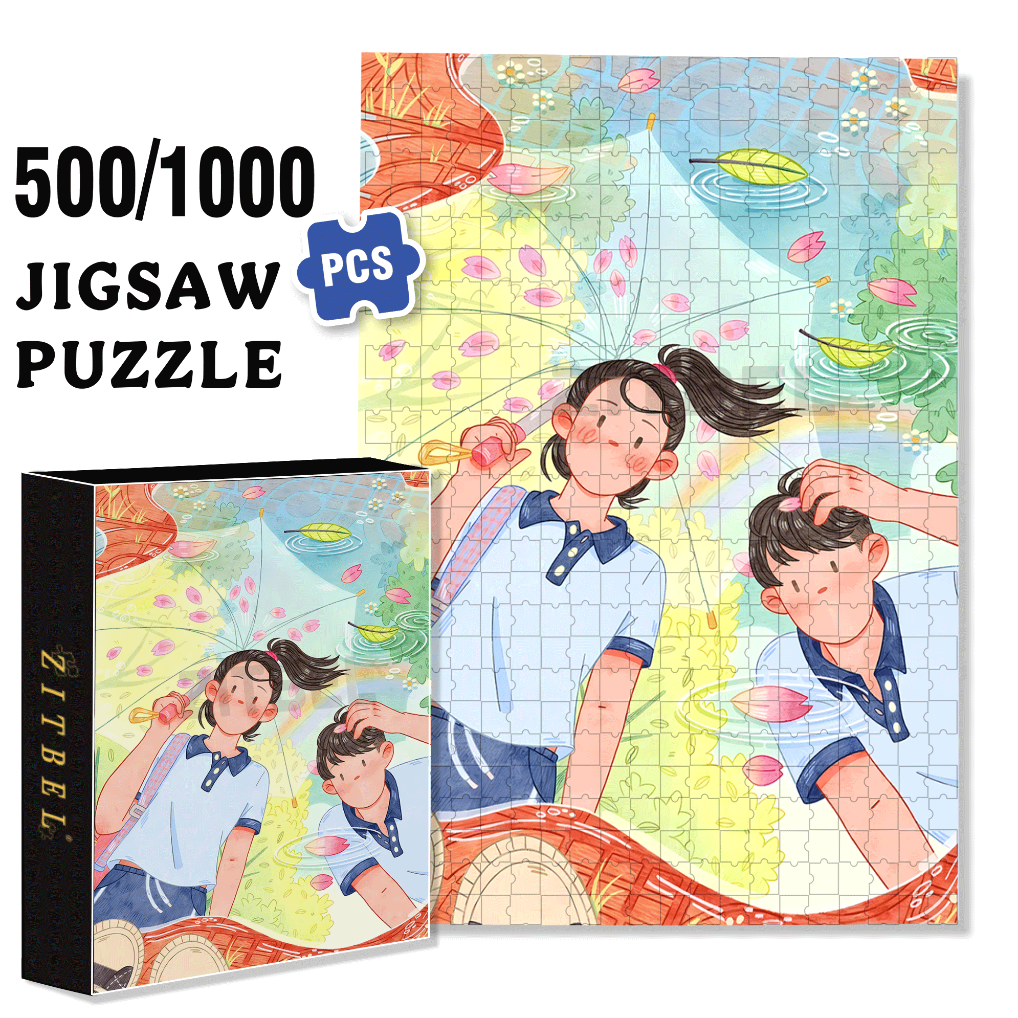 Reflection of Youth 500pcs/1000pcs Jigsaw Puzzle, Scratch-Resistant, Interactive Family Game & Brain-Boosting DIY Decor, Perfect for Halloween, Christmas & New Year Gifts, Family Puzzle Game