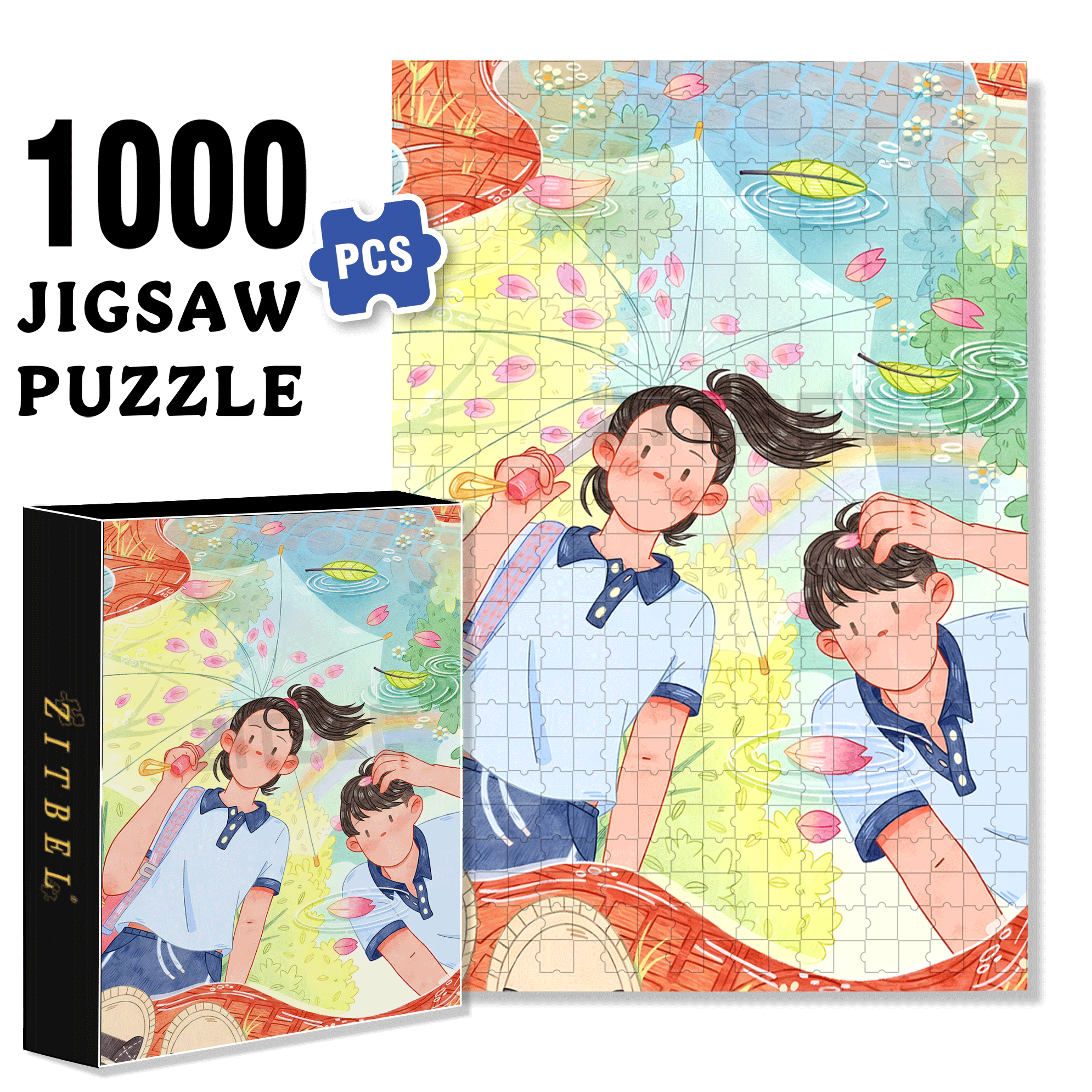 Reflection of Youth 500pcs/1000pcs Jigsaw Puzzle, Scratch-Resistant, Interactive Family Game & Brain-Boosting DIY Decor, Perfect for Halloween, Christmas & New Year Gifts, Family Puzzle Game