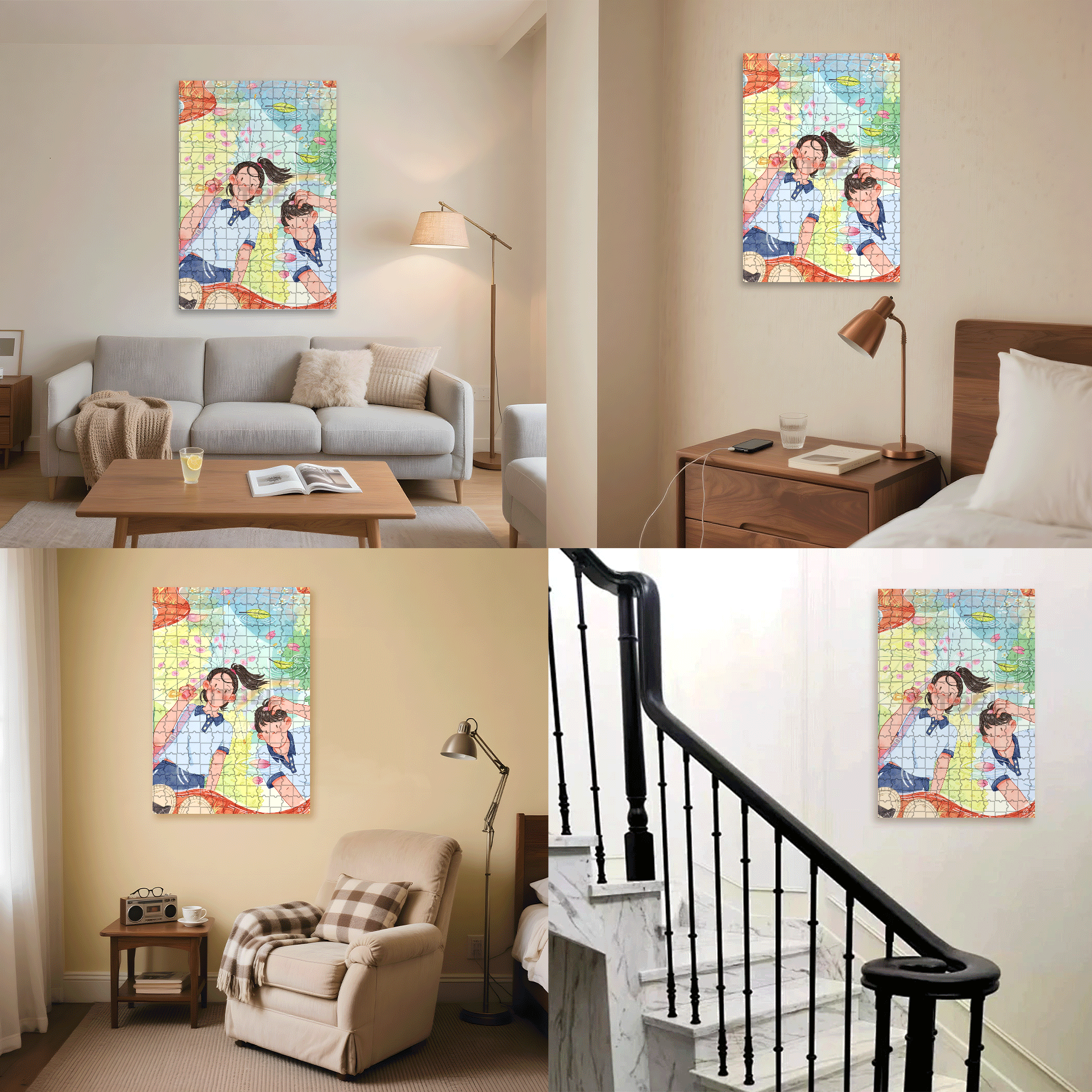 Reflection of Youth 500pcs/1000pcs Jigsaw Puzzle, Scratch-Resistant, Interactive Family Game & Brain-Boosting DIY Decor, Perfect for Halloween, Christmas & New Year Gifts, Family Puzzle Game