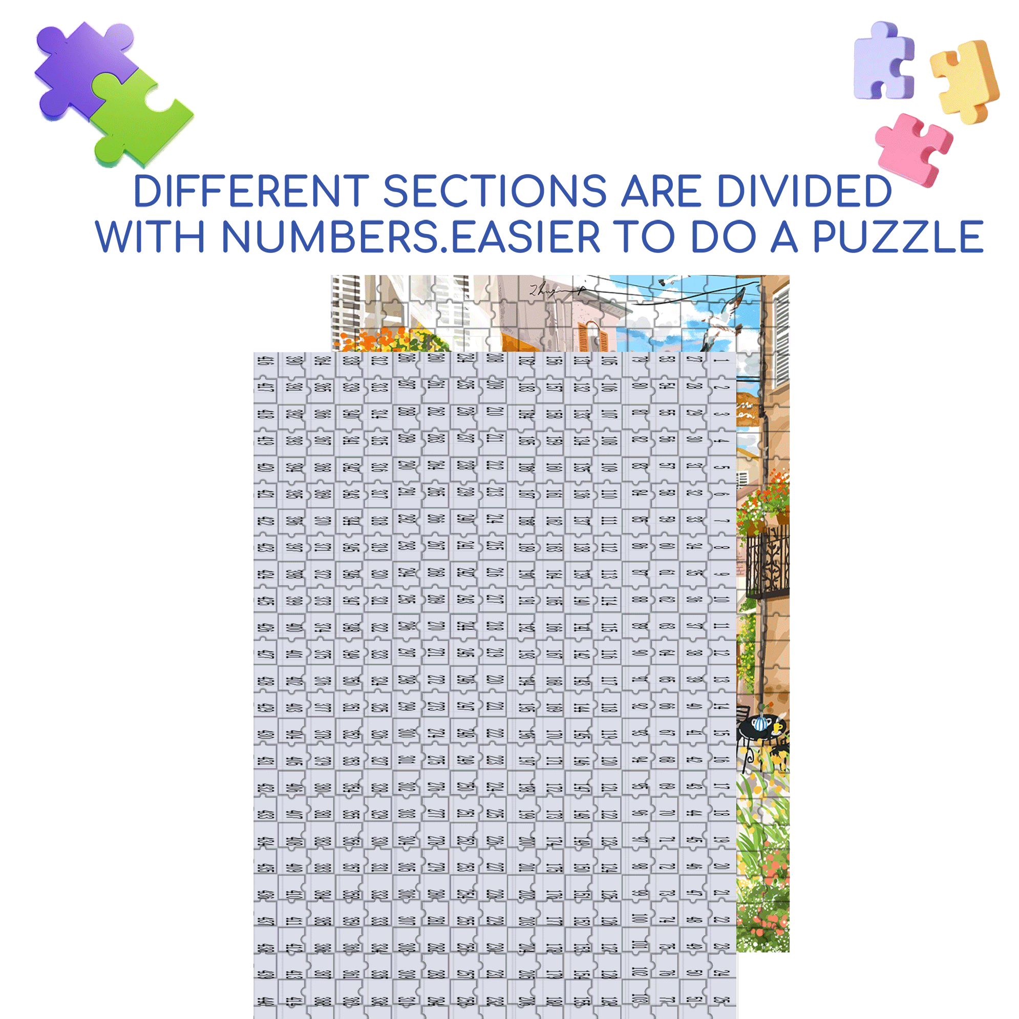 Romantic Seaside Town 500pcs/1000pcs Jigsaw Puzzle, Scratch-Resistant, Interactive Family Game & Brain-Boosting DIY Decor, Perfect for Halloween, Christmas & New Year Gifts, Family Puzzle Game