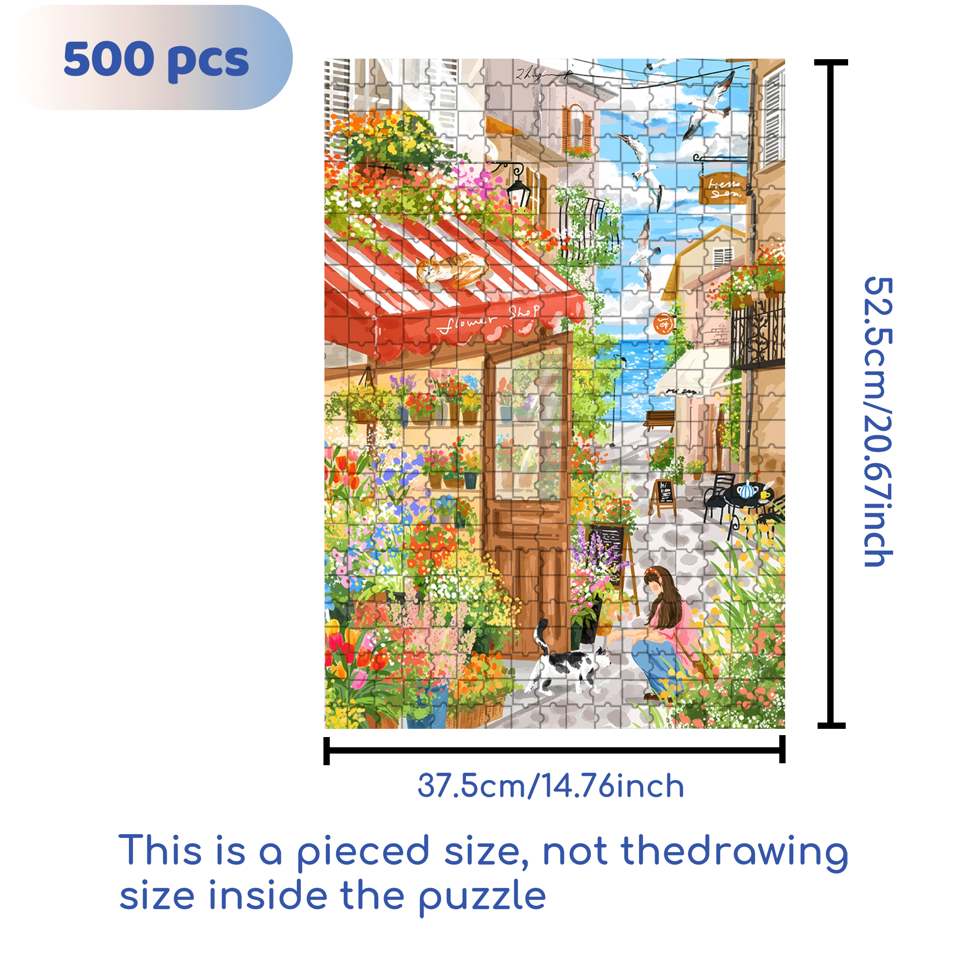 Romantic Seaside Town 500pcs/1000pcs Jigsaw Puzzle, Scratch-Resistant, Interactive Family Game & Brain-Boosting DIY Decor, Perfect for Halloween, Christmas & New Year Gifts, Family Puzzle Game