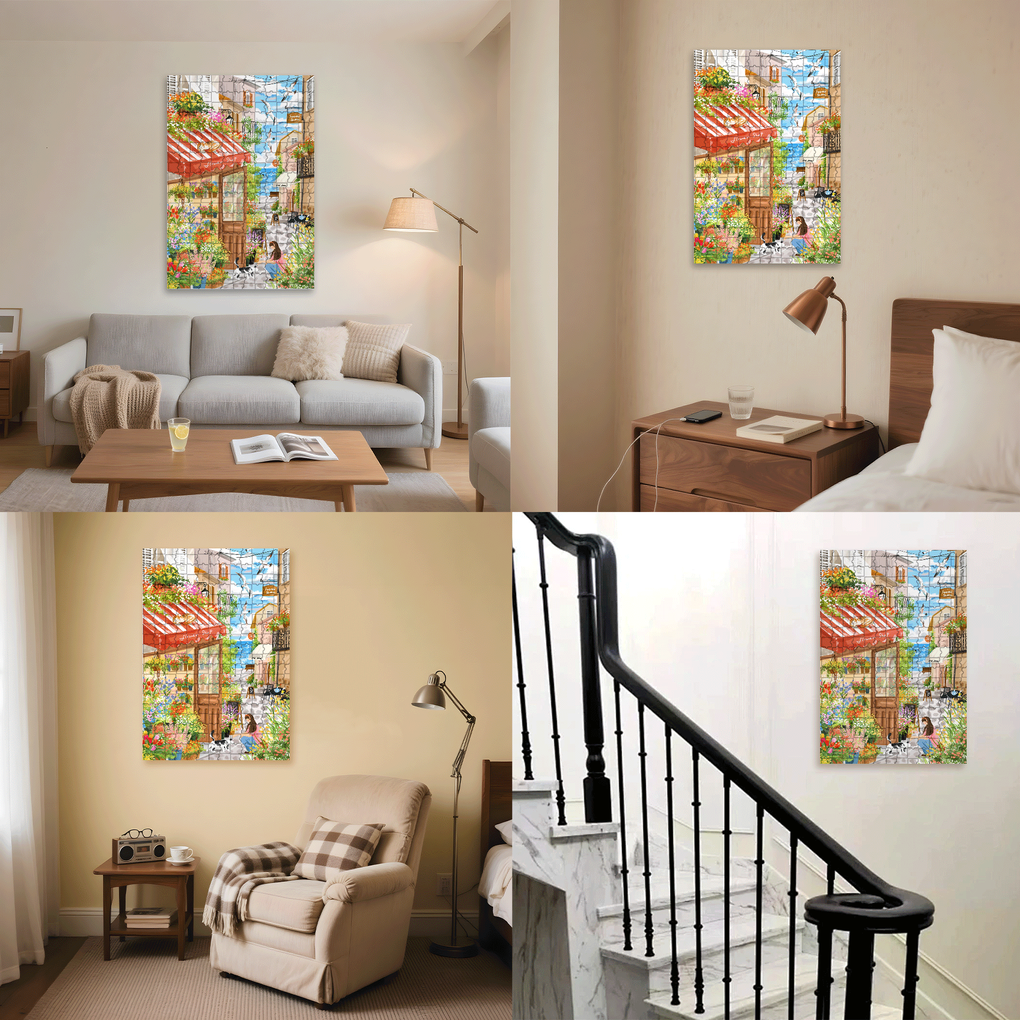 Romantic Seaside Town 500pcs/1000pcs Jigsaw Puzzle, Scratch-Resistant, Interactive Family Game & Brain-Boosting DIY Decor, Perfect for Halloween, Christmas & New Year Gifts, Family Puzzle Game