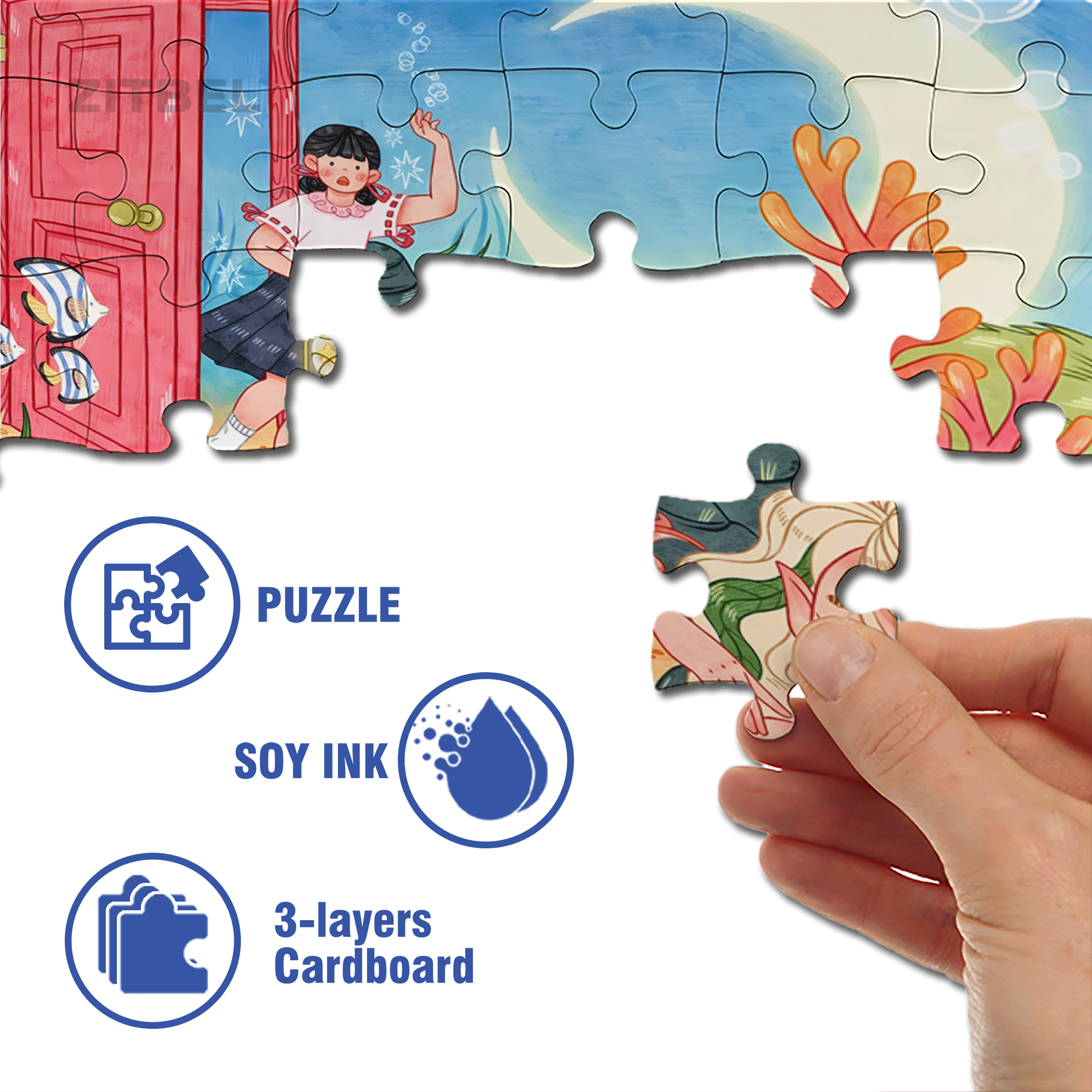 Run Into The Ocean 500pcs/1000pcs Jigsaw Puzzle, Scratch-Resistant, Interactive Family Game & Brain-Boosting DIY Decor, Perfect for Halloween, Christmas & New Year Gifts, Family Puzzle Game