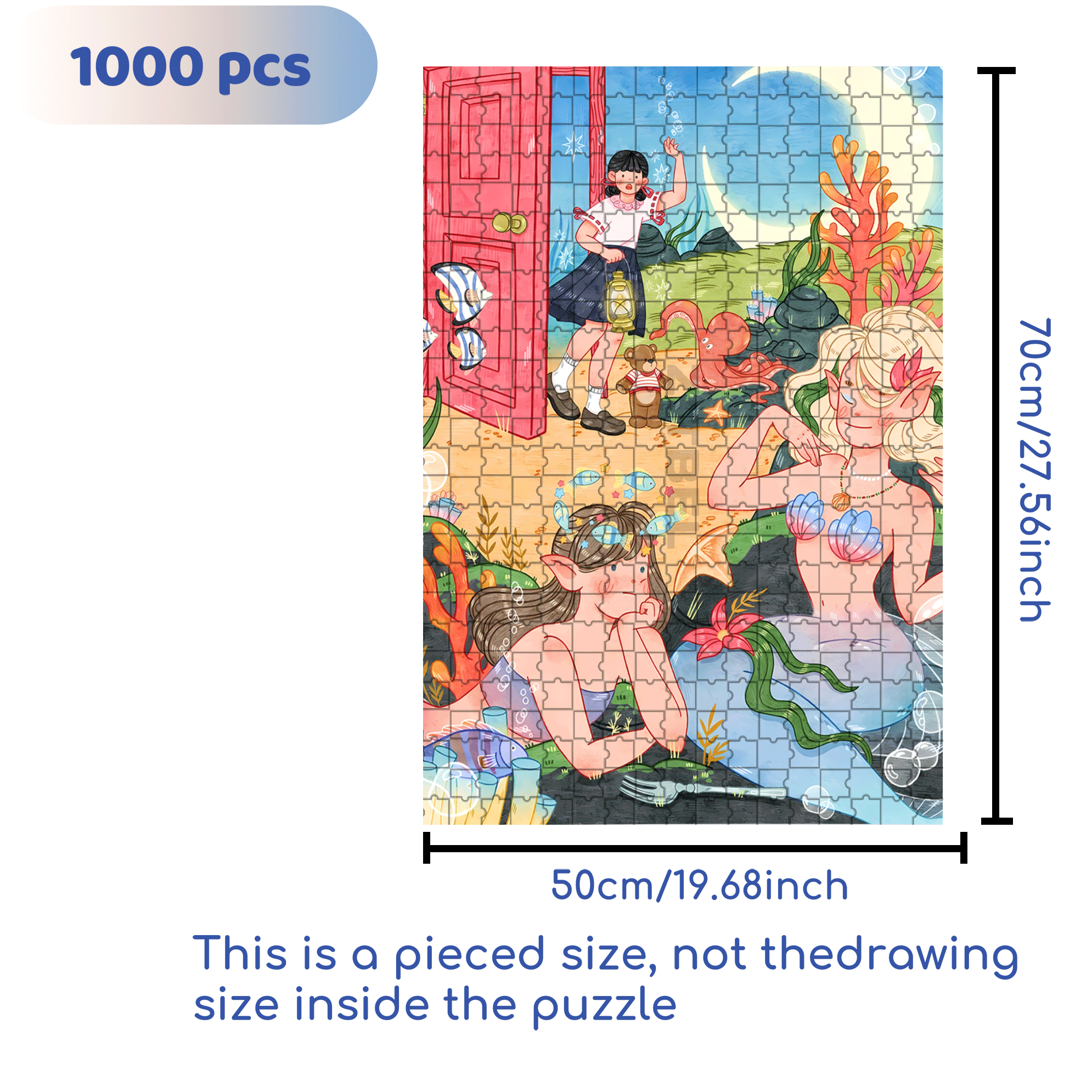 Run Into The Ocean 500pcs/1000pcs Jigsaw Puzzle, Scratch-Resistant, Interactive Family Game & Brain-Boosting DIY Decor, Perfect for Halloween, Christmas & New Year Gifts, Family Puzzle Game
