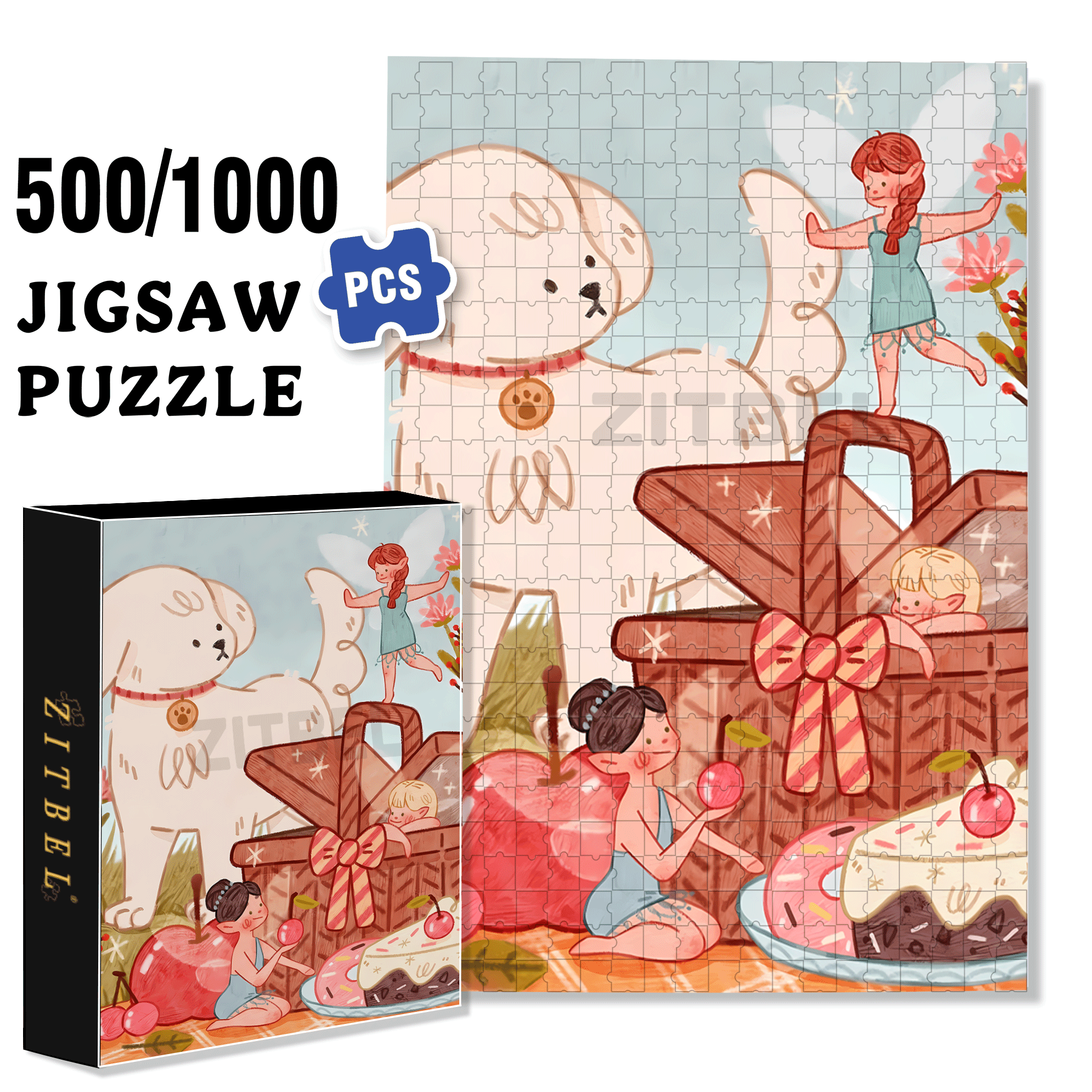 Spring Elves 500pcs/1000pcs Jigsaw Puzzle, Scratch-Resistant, Interactive Family Game & Brain-Boosting DIY Decor, Perfect for Halloween, Christmas & New Year Gifts, Family Puzzle Game
