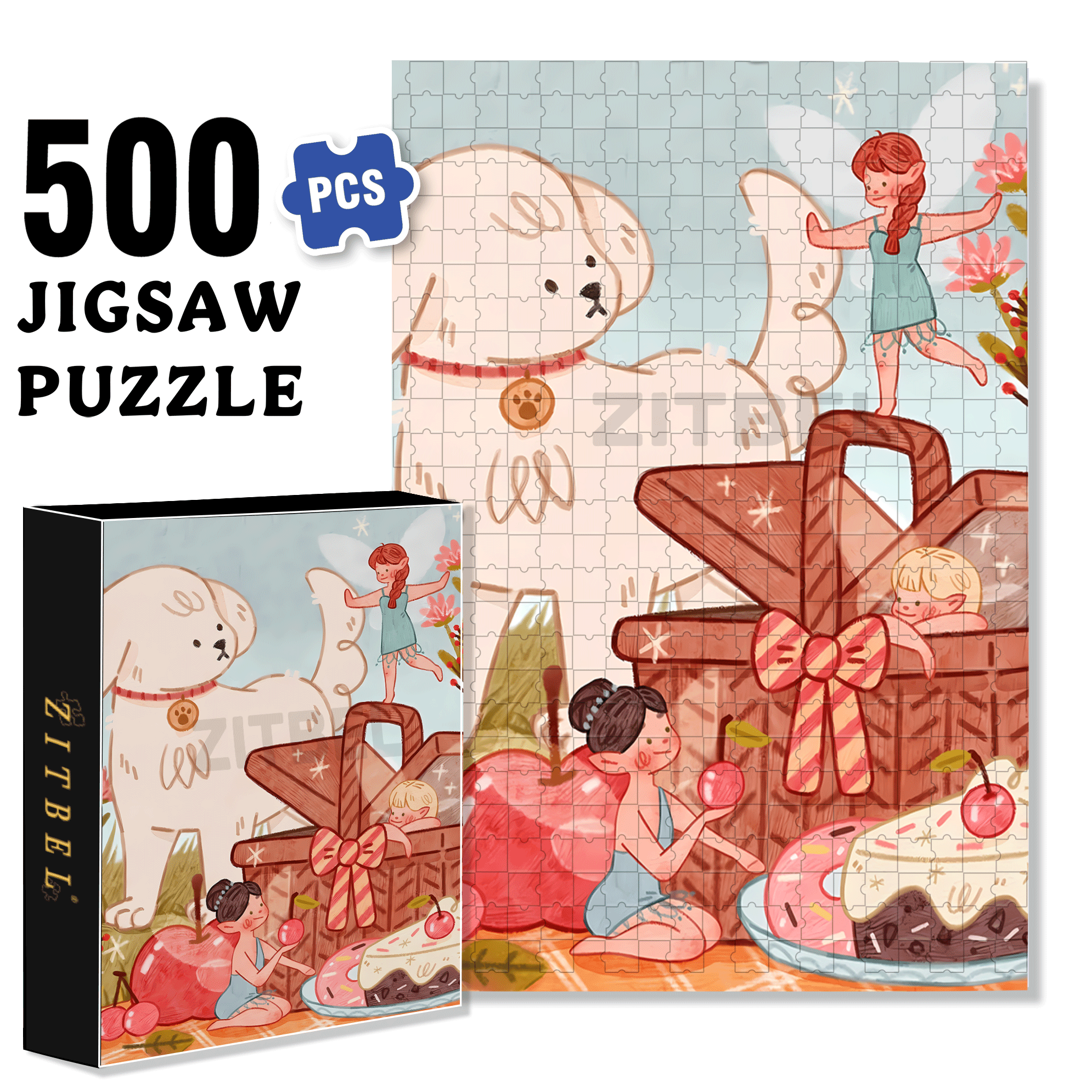 Spring Elves 500pcs/1000pcs Jigsaw Puzzle, Scratch-Resistant, Interactive Family Game & Brain-Boosting DIY Decor, Perfect for Halloween, Christmas & New Year Gifts, Family Puzzle Game