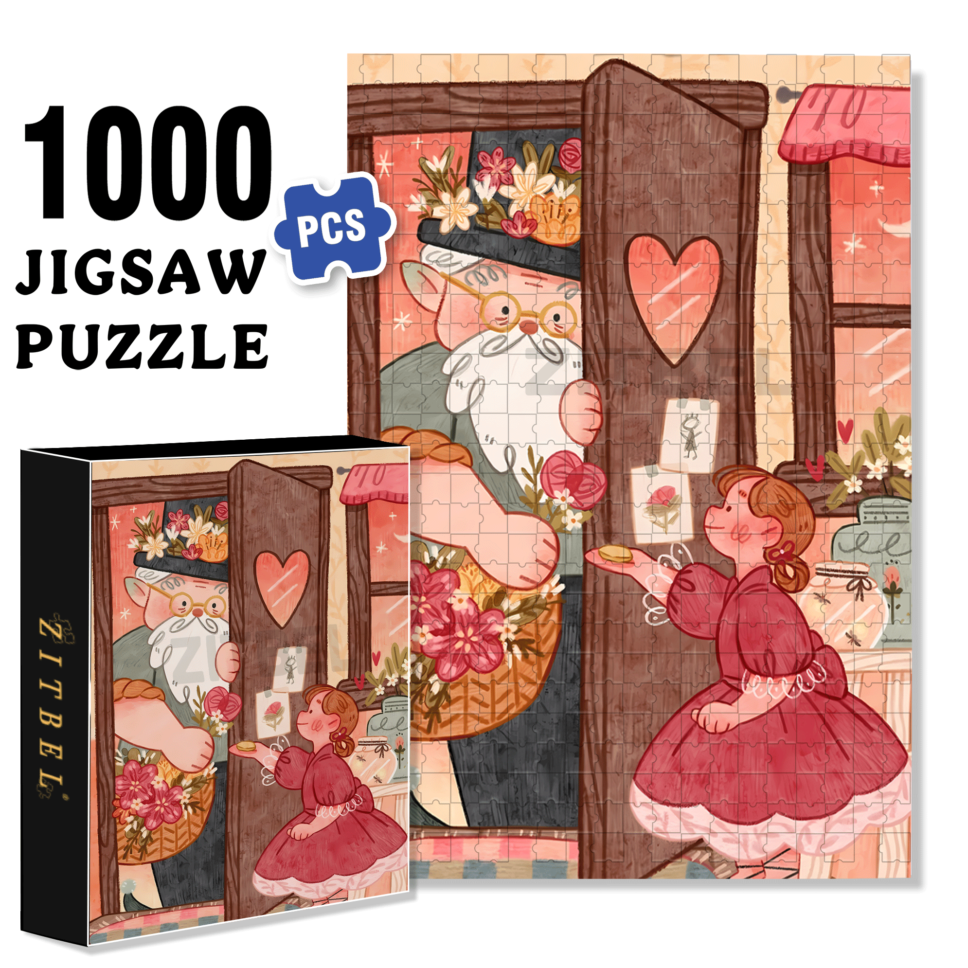 Starting From A Flower 500pcs/1000pcs Jigsaw Puzzle, Scratch-Resistant, Interactive Family Game & Brain-Boosting DIY Decor, Perfect for Halloween, Christmas & New Year Gifts, Family Puzzle Game