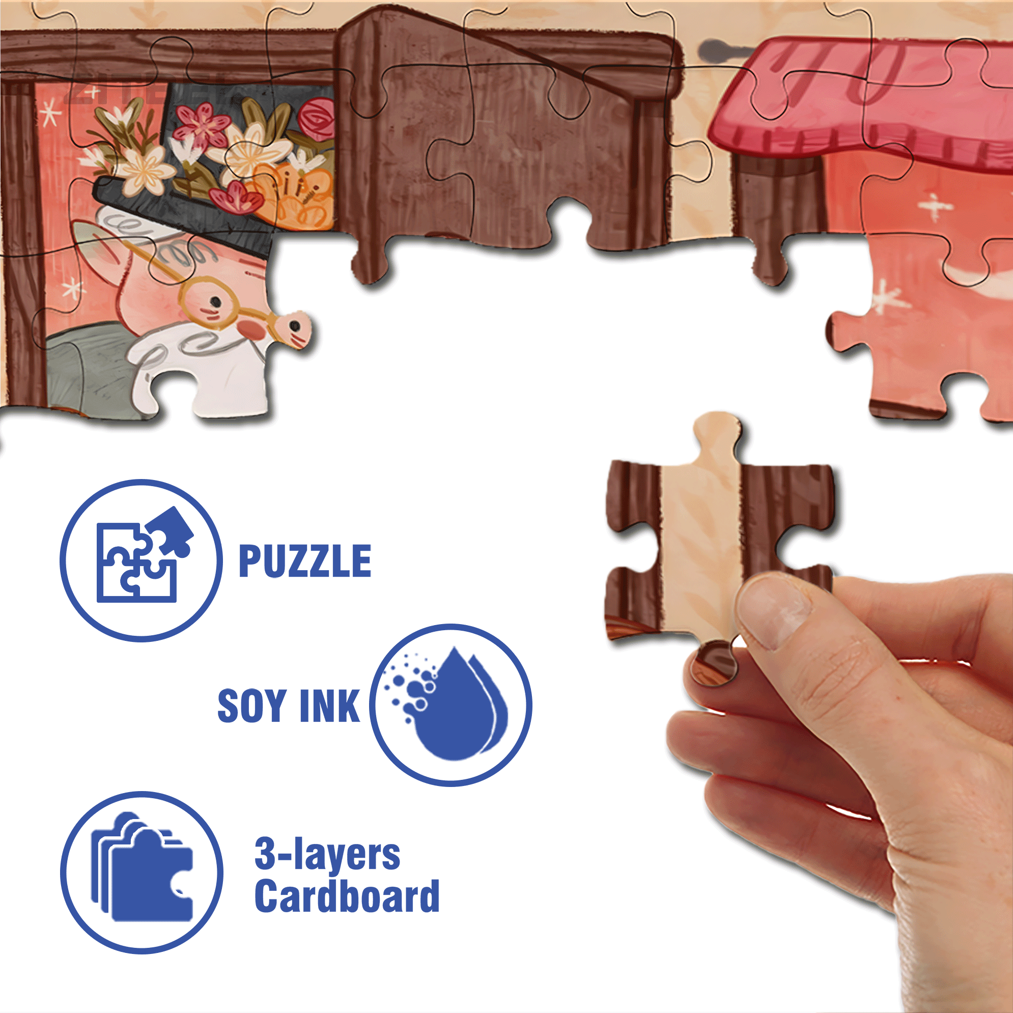 Starting From A Flower 500pcs/1000pcs Jigsaw Puzzle, Scratch-Resistant, Interactive Family Game & Brain-Boosting DIY Decor, Perfect for Halloween, Christmas & New Year Gifts, Family Puzzle Game