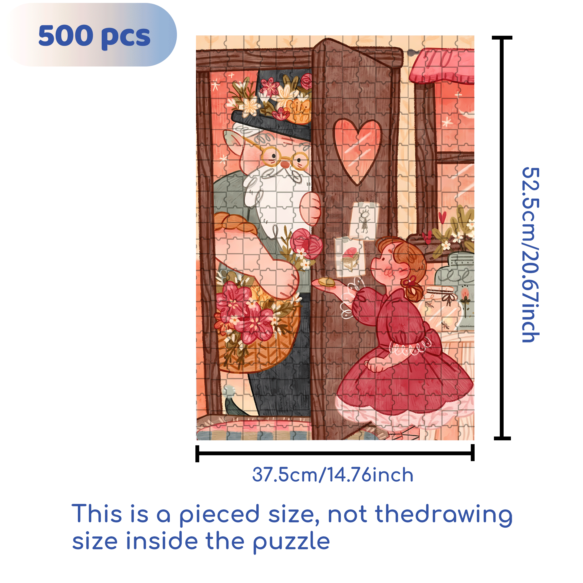 Starting From A Flower 500pcs/1000pcs Jigsaw Puzzle, Scratch-Resistant, Interactive Family Game & Brain-Boosting DIY Decor, Perfect for Halloween, Christmas & New Year Gifts, Family Puzzle Game