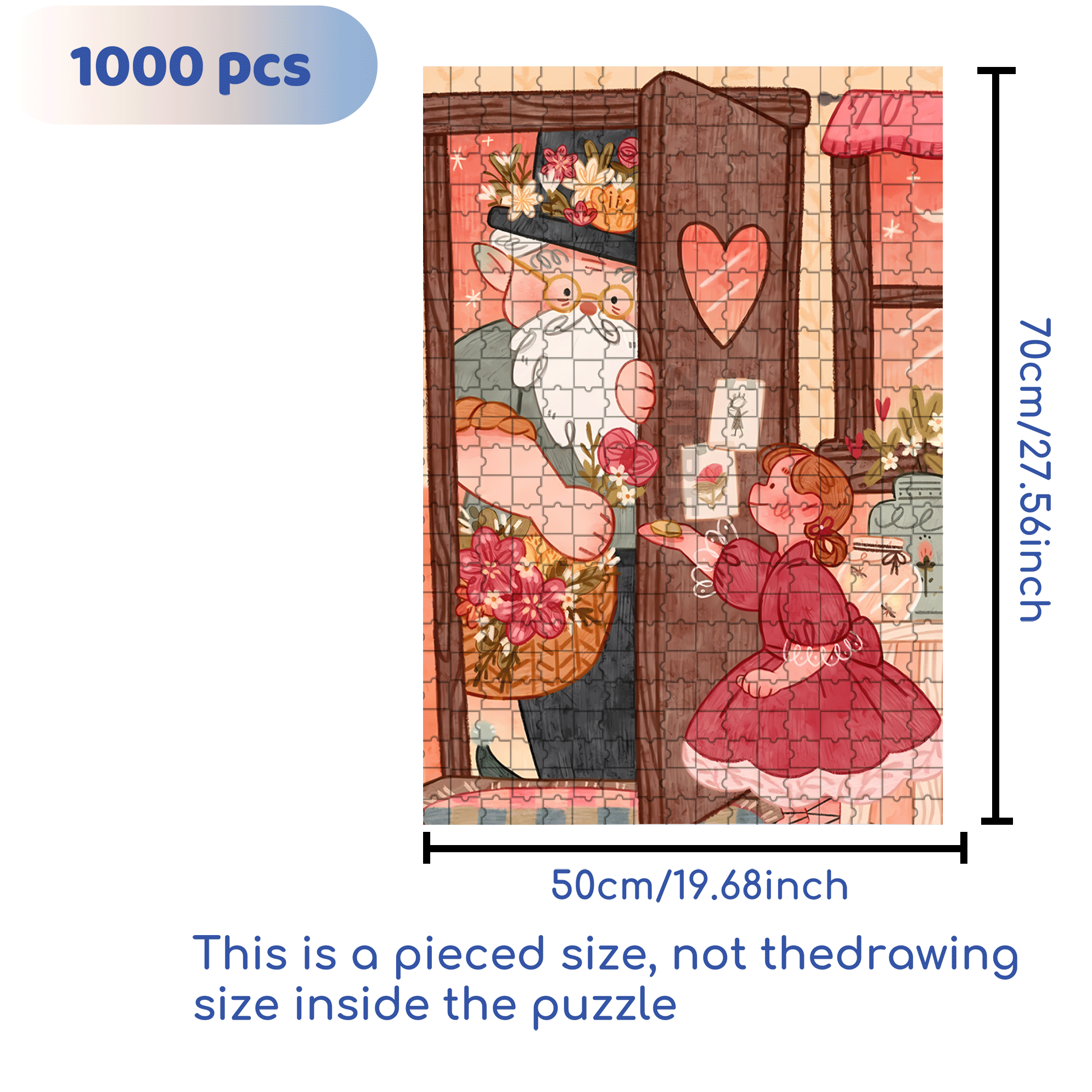 Starting From A Flower 500pcs/1000pcs Jigsaw Puzzle, Scratch-Resistant, Interactive Family Game & Brain-Boosting DIY Decor, Perfect for Halloween, Christmas & New Year Gifts, Family Puzzle Game