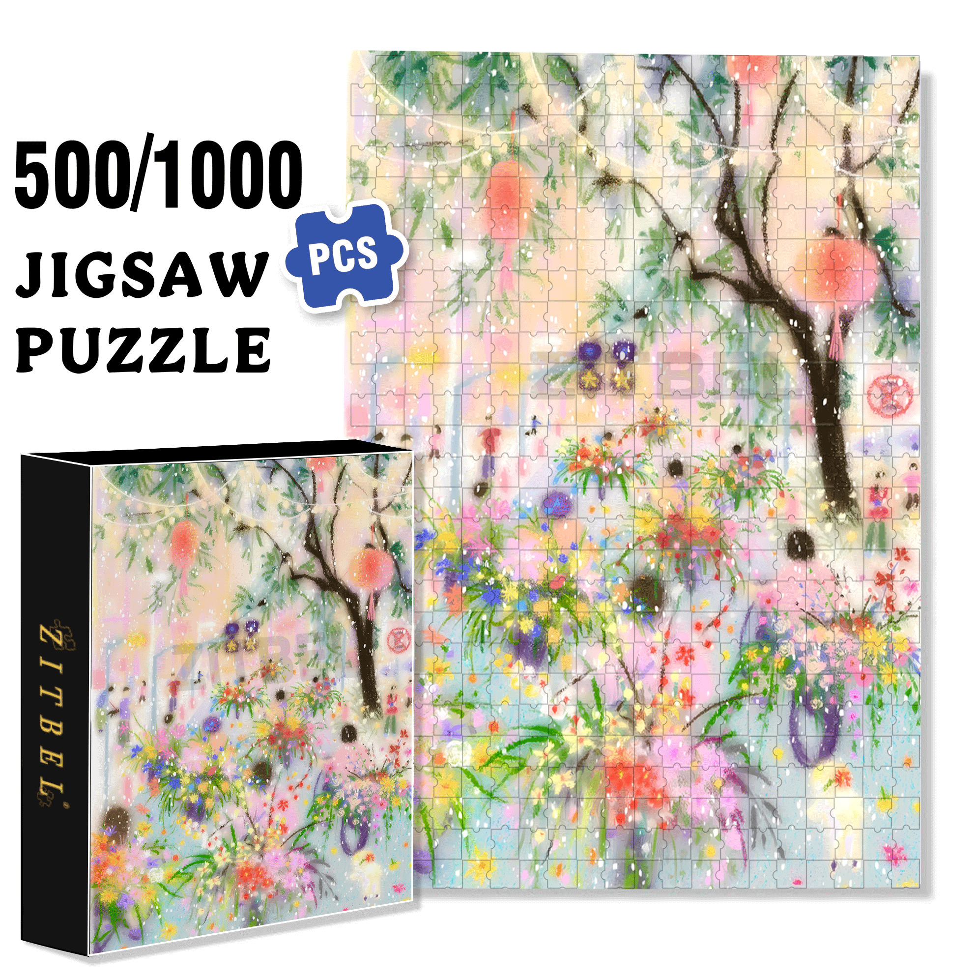 The Overture of Spring 500pcs/1000pcs Jigsaw Puzzle, Scratch-Resistant, Interactive Family Game & Brain-Boosting DIY Decor, Perfect for Halloween, Christmas & New Year Gifts, Family Puzzle Game