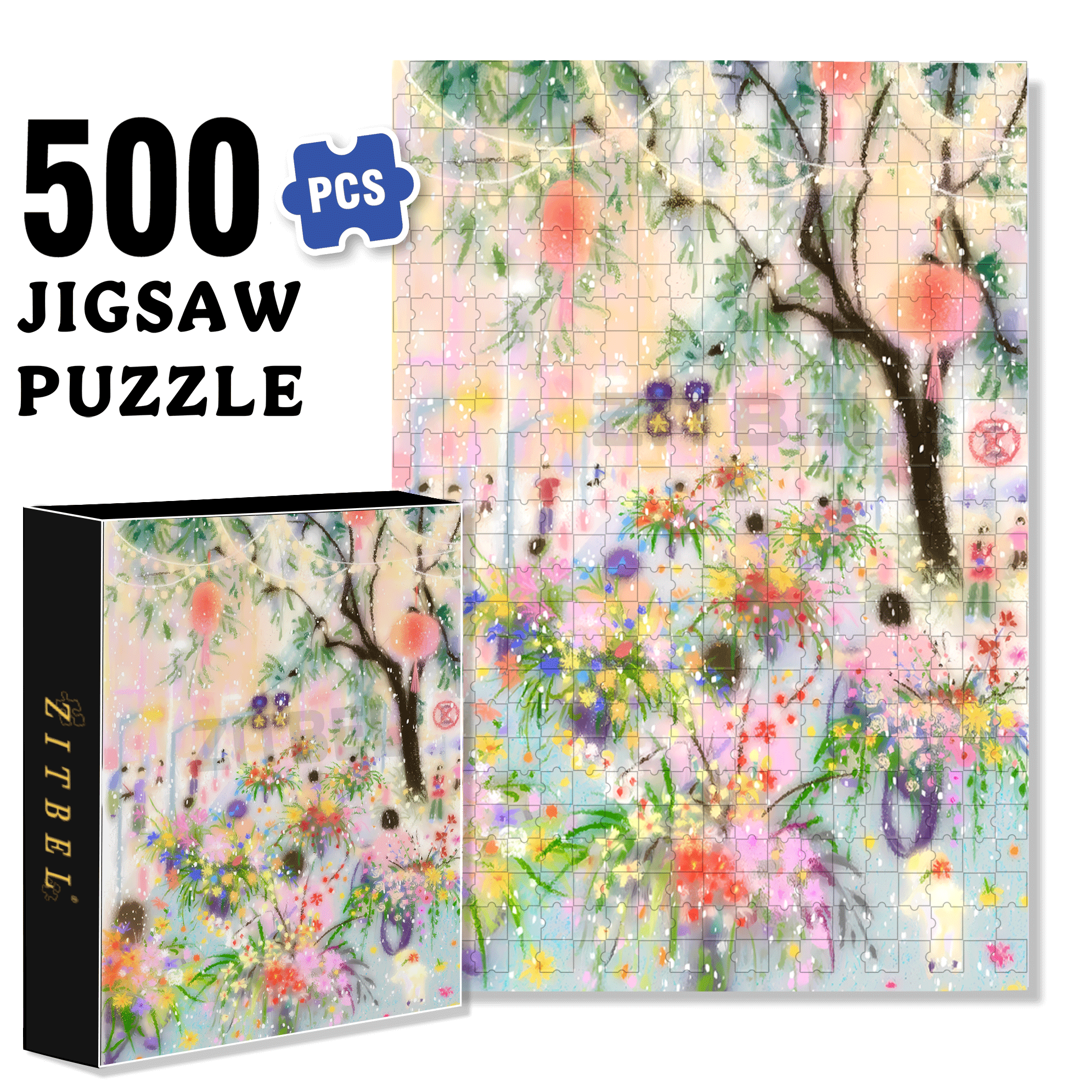 The Overture of Spring 500pcs/1000pcs Jigsaw Puzzle, Scratch-Resistant, Interactive Family Game & Brain-Boosting DIY Decor, Perfect for Halloween, Christmas & New Year Gifts, Family Puzzle Game