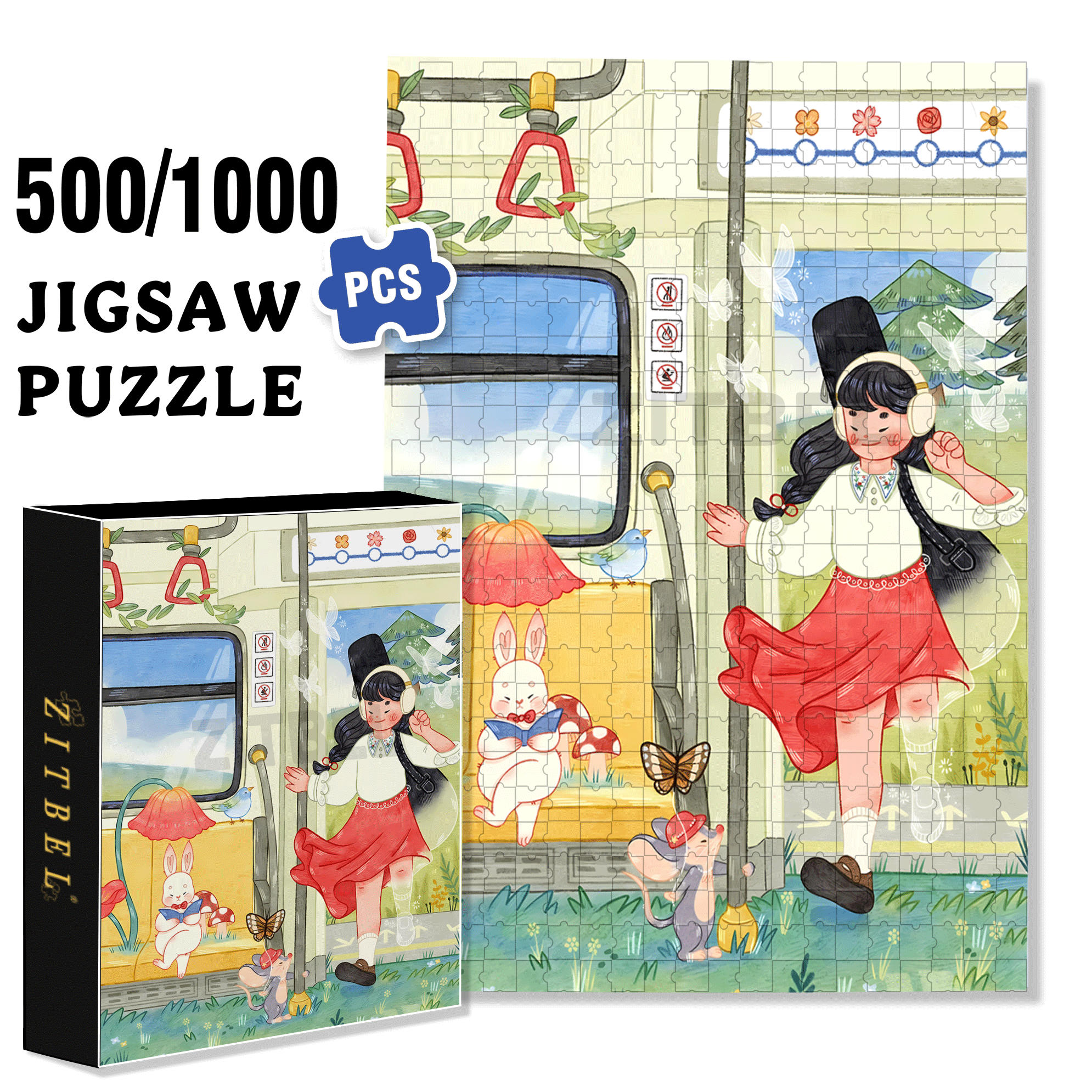 The Subway In Spring 500pcs/1000pcs Jigsaw Puzzle, Scratch-Resistant, Interactive Family Game & Brain-Boosting DIY Decor, Perfect for Halloween, Christmas & New Year Gifts, Family Puzzle Game
