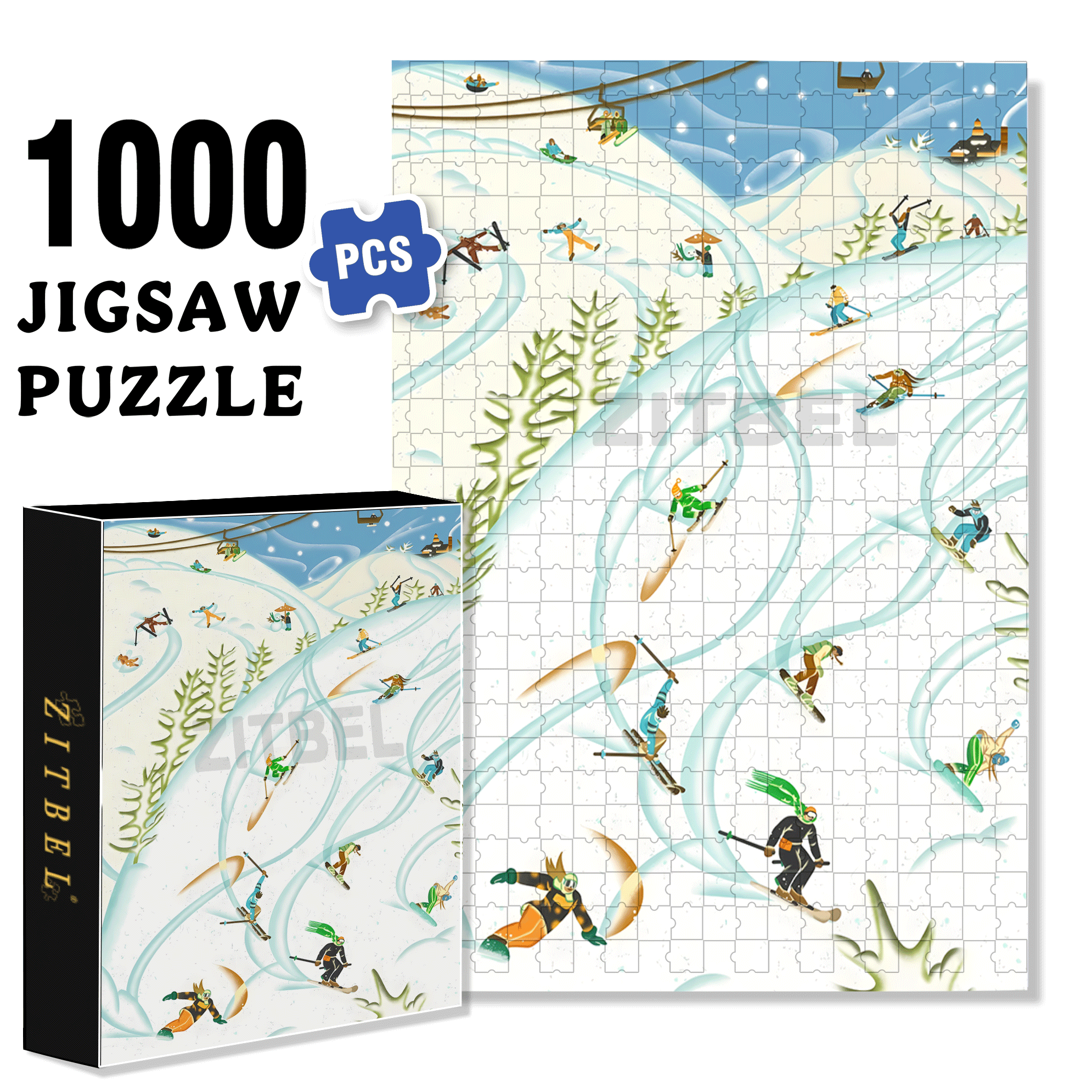 Winter Activities 500pcs/1000pcs Jigsaw Puzzle, Scratch-Resistant, Interactive Family Game & Brain-Boosting DIY Decor, Perfect for Halloween, Christmas & New Year Gifts, Family Puzzle Game