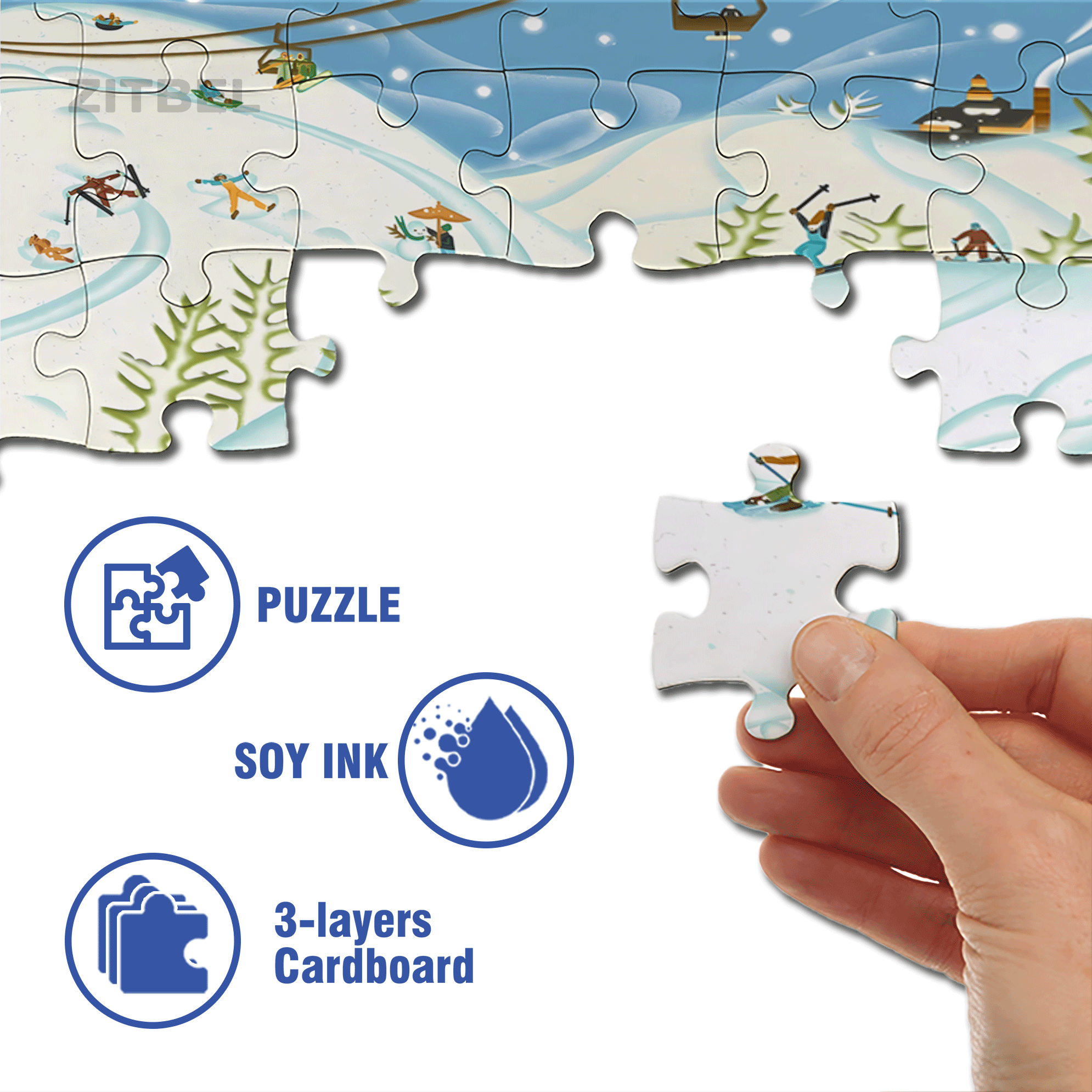 Winter Activities 500pcs/1000pcs Jigsaw Puzzle, Scratch-Resistant, Interactive Family Game & Brain-Boosting DIY Decor, Perfect for Halloween, Christmas & New Year Gifts, Family Puzzle Game