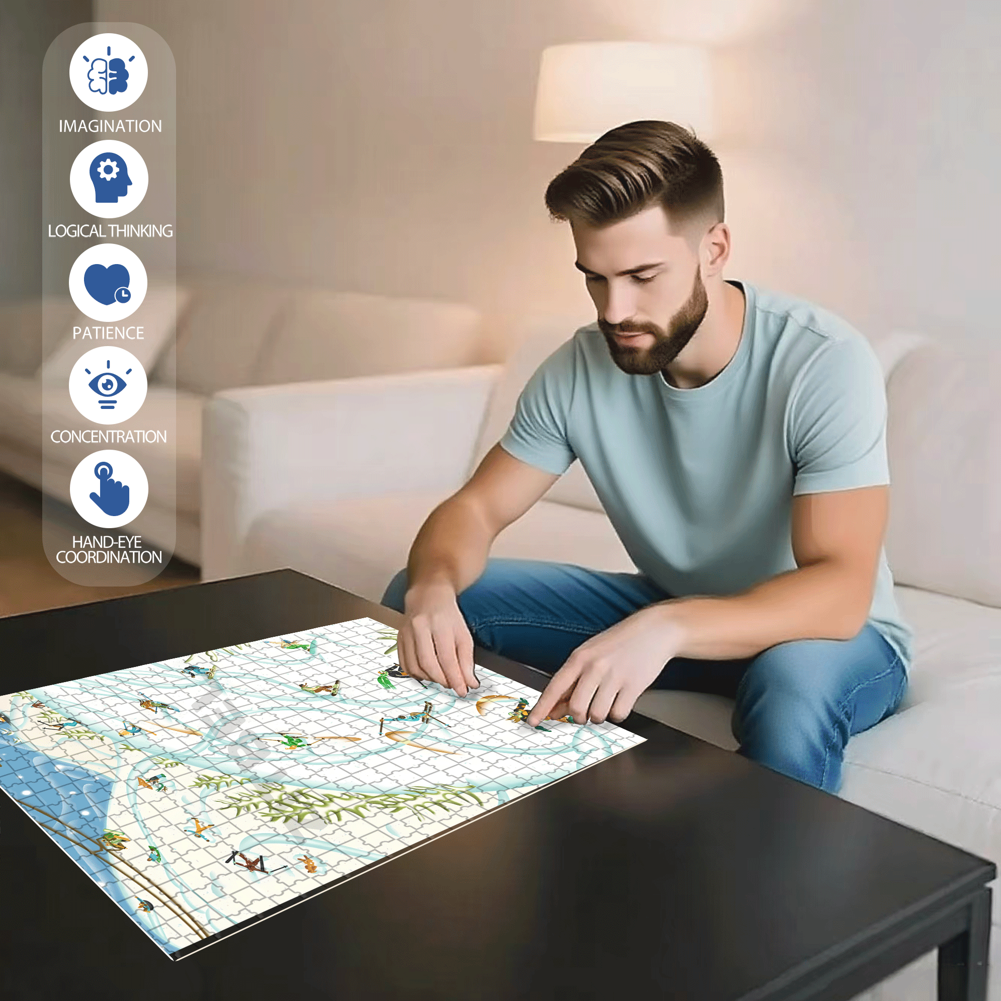 Winter Activities 500pcs/1000pcs Jigsaw Puzzle, Scratch-Resistant, Interactive Family Game & Brain-Boosting DIY Decor, Perfect for Halloween, Christmas & New Year Gifts, Family Puzzle Game