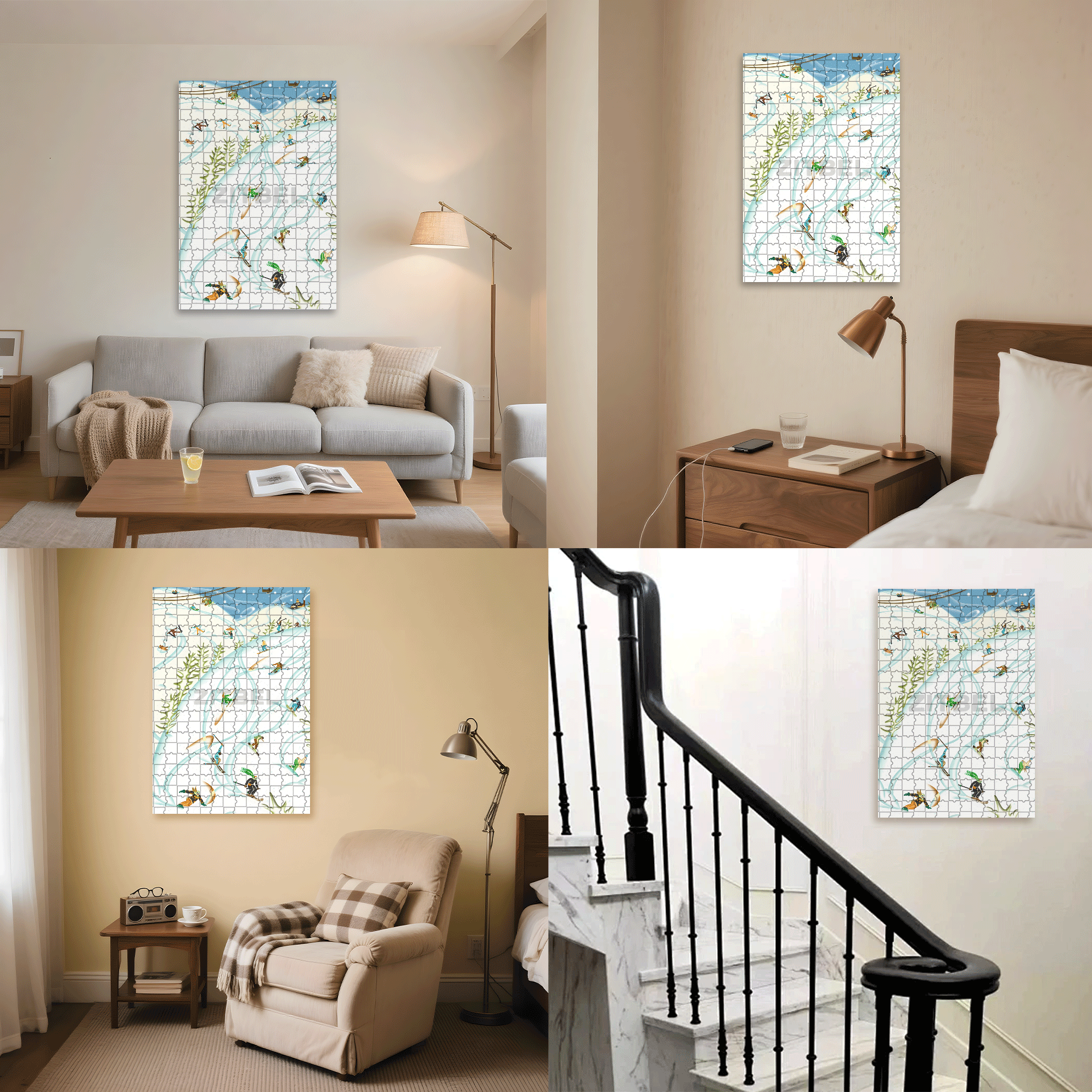 Winter Activities 500pcs/1000pcs Jigsaw Puzzle, Scratch-Resistant, Interactive Family Game & Brain-Boosting DIY Decor, Perfect for Halloween, Christmas & New Year Gifts, Family Puzzle Game