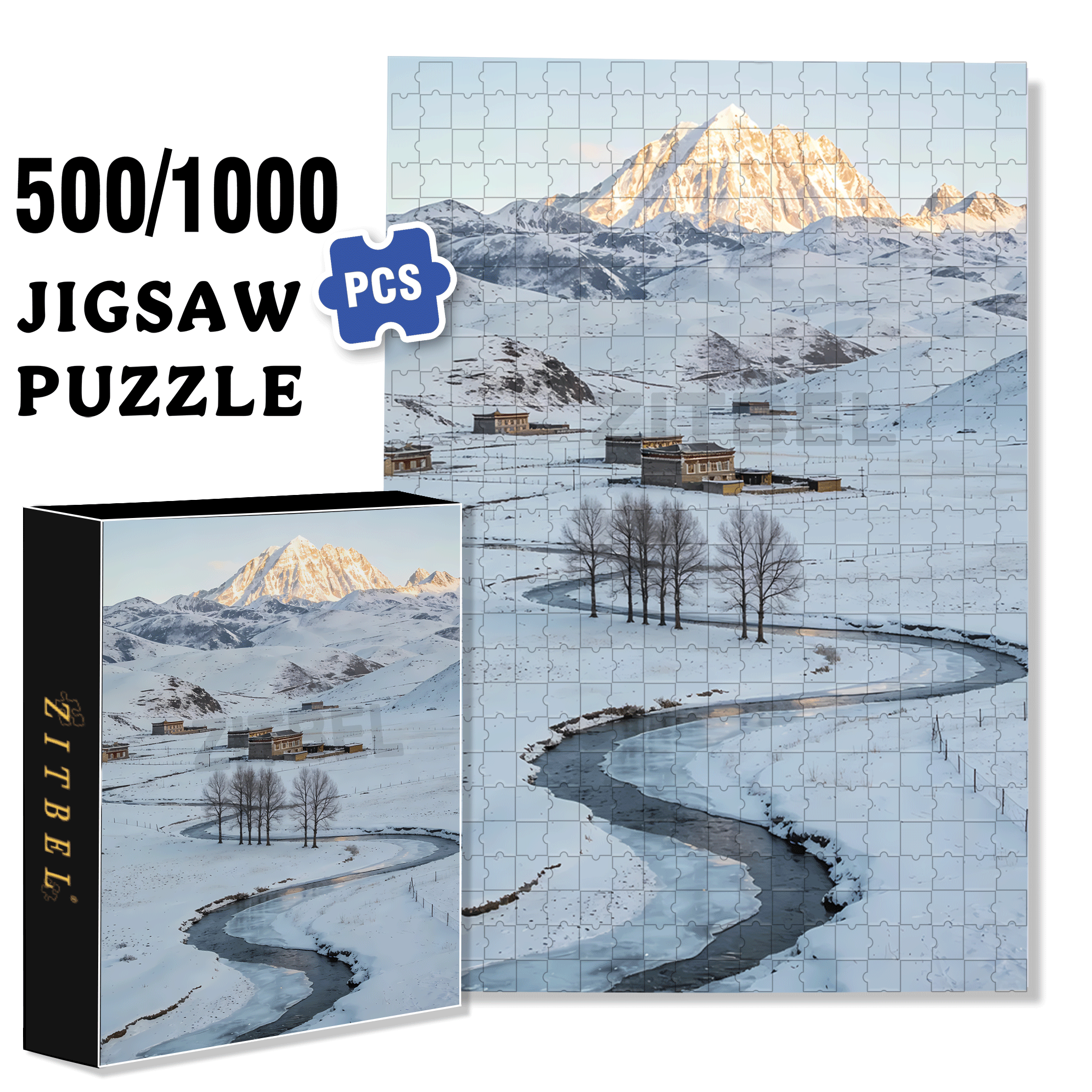 Winter in Southern Gansu 500pcs/1000pcs Jigsaw Puzzle, Scratch-Resistant, Interactive Family Game & Brain-Boosting DIY Decor, Perfect for Halloween, Christmas & New Year Gifts, Family Puzzle Game