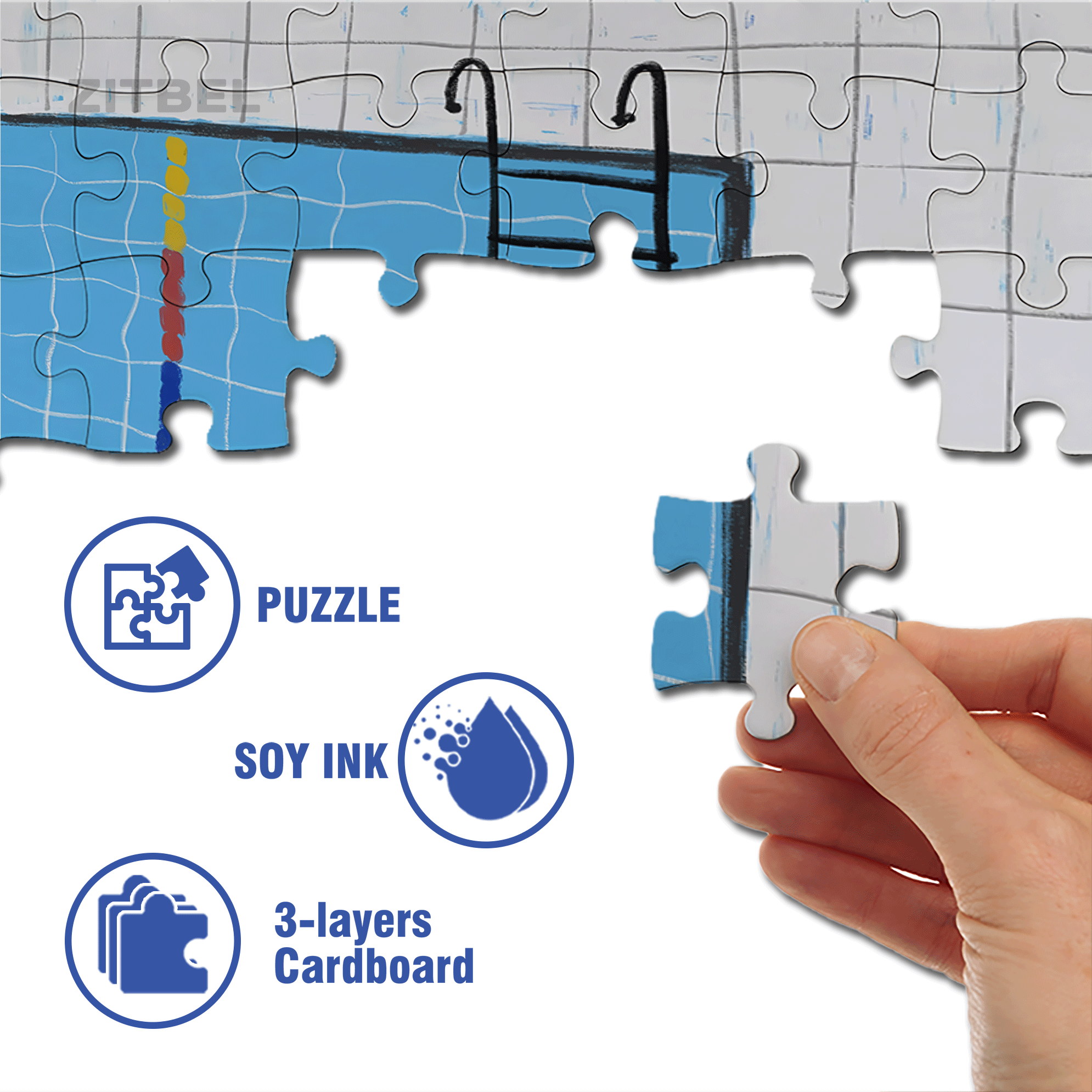 Winter Swimming 500pcs/1000pcs Jigsaw Puzzle, Scratch-Resistant, Interactive Family Game & Brain-Boosting DIY Decor, Perfect for Halloween, Christmas & New Year Gifts, Family Puzzle Game
