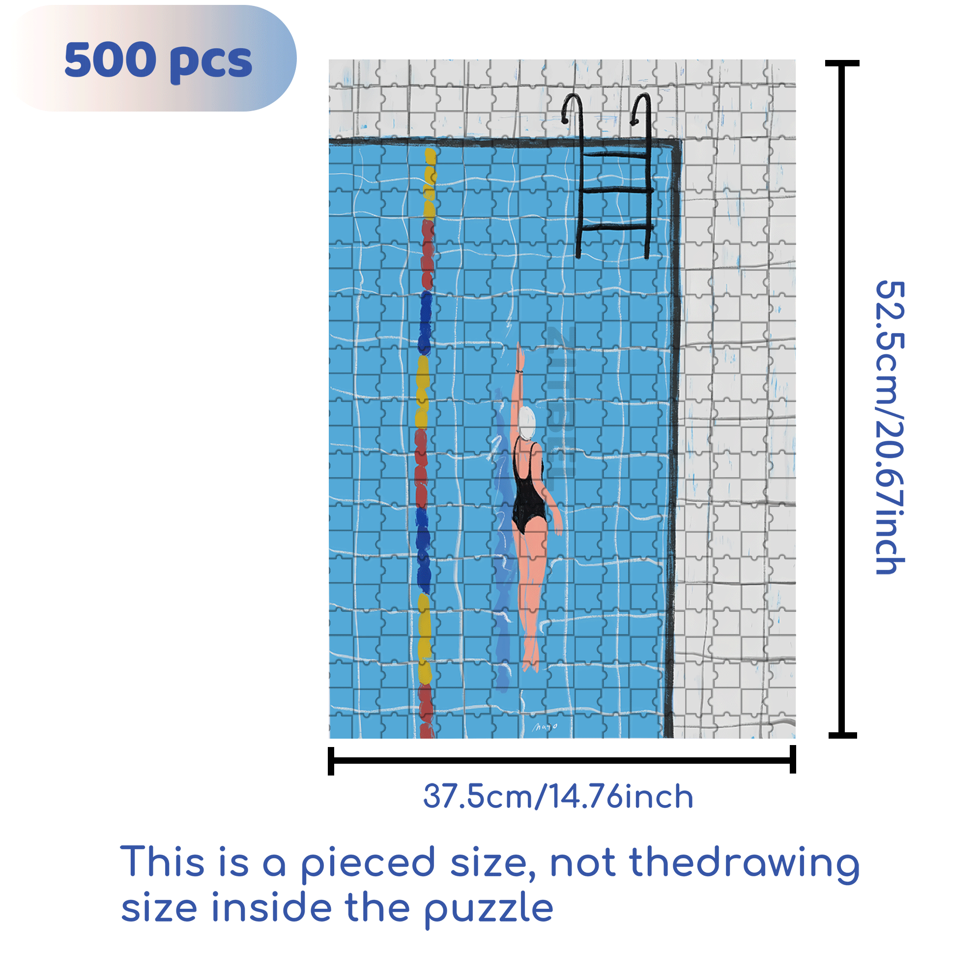Winter Swimming 500pcs/1000pcs Jigsaw Puzzle, Scratch-Resistant, Interactive Family Game & Brain-Boosting DIY Decor, Perfect for Halloween, Christmas & New Year Gifts, Family Puzzle Game