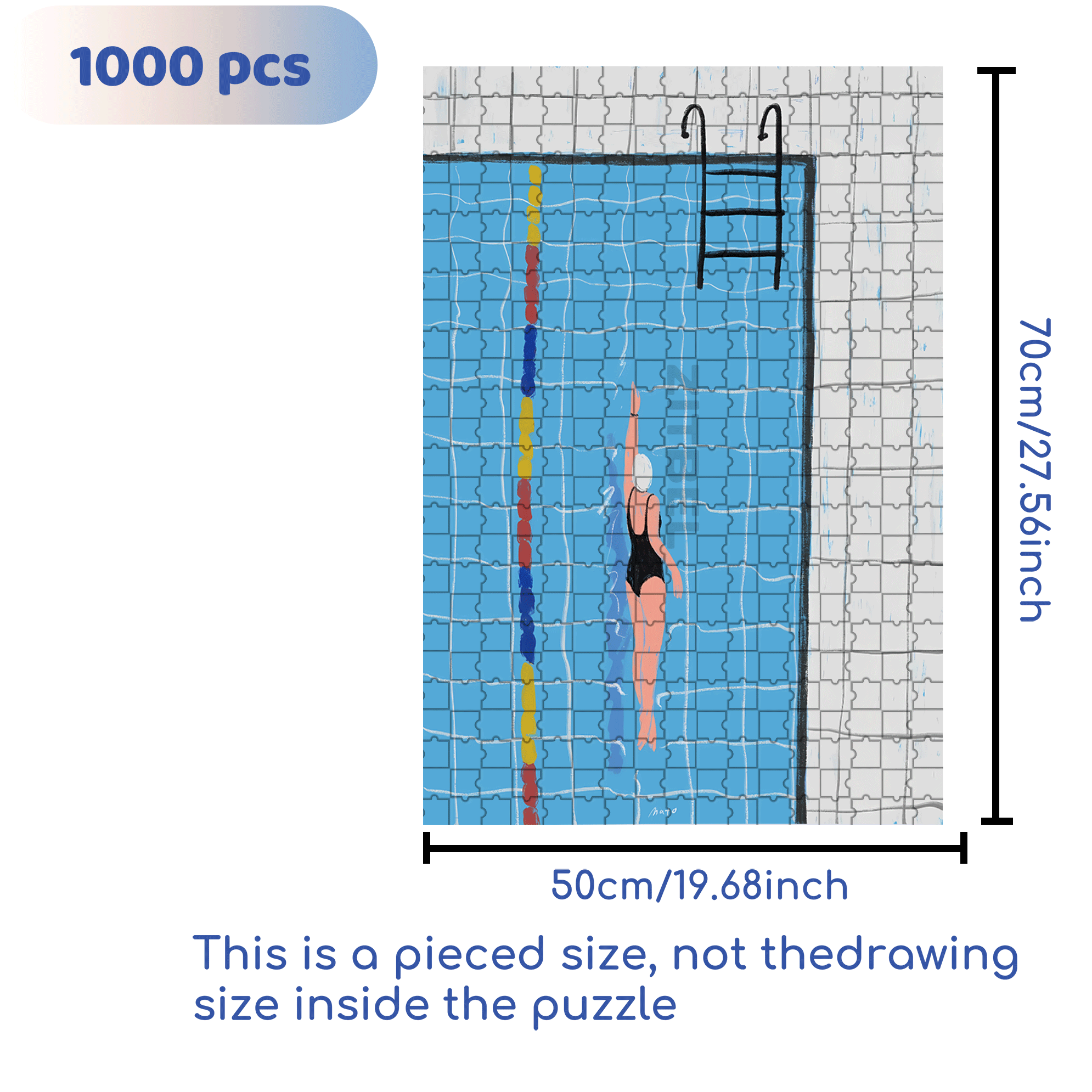 Winter Swimming 500pcs/1000pcs Jigsaw Puzzle, Scratch-Resistant, Interactive Family Game & Brain-Boosting DIY Decor, Perfect for Halloween, Christmas & New Year Gifts, Family Puzzle Game