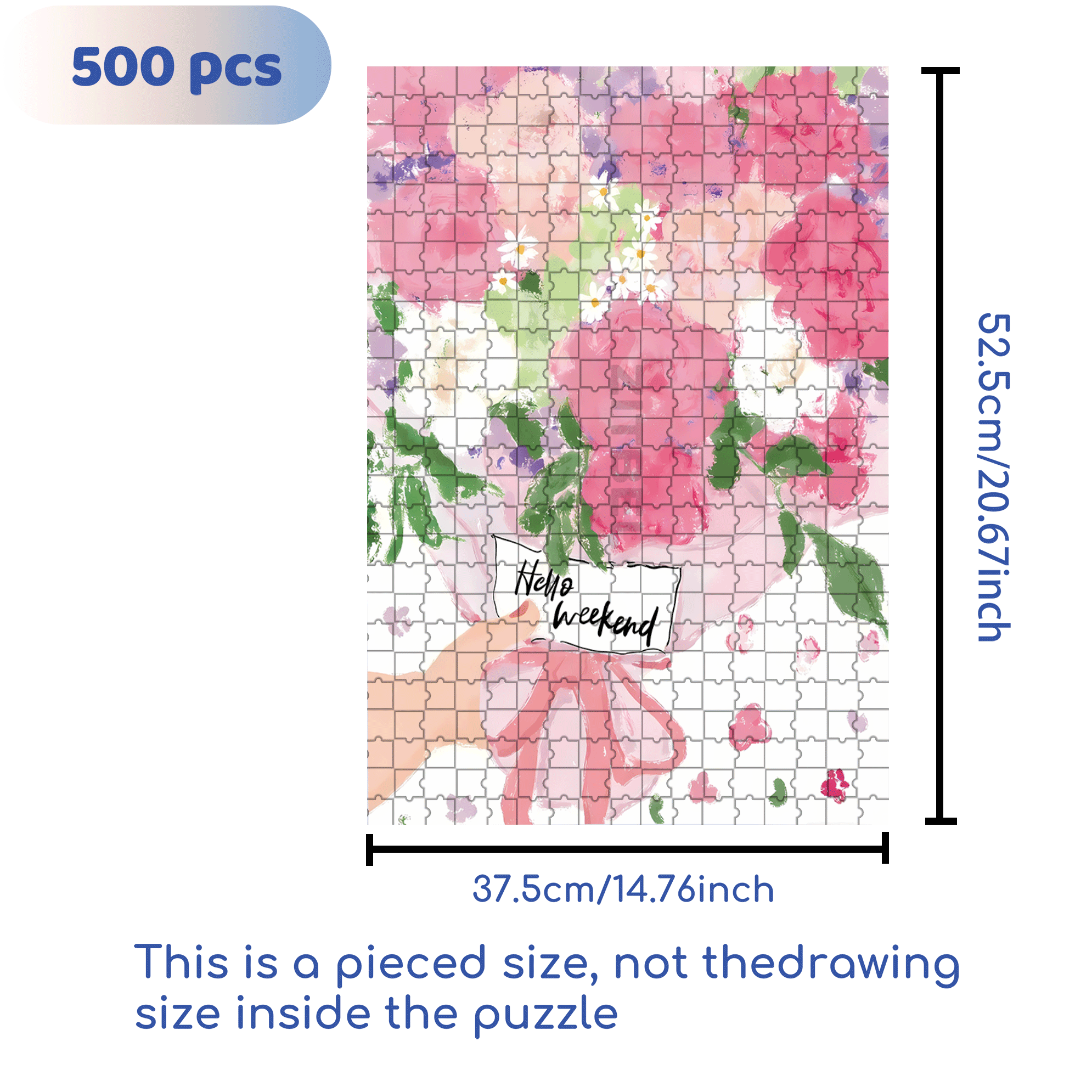 A Bouquet Of Pink On The Weekend 500pcs/1000pcs Jigsaw Puzzle, Scratch-Resistant, Interactive Family Game & Brain-Boosting DIY Decor, Perfect for Halloween, Christmas & New Year Gifts, Family Puzzle Game