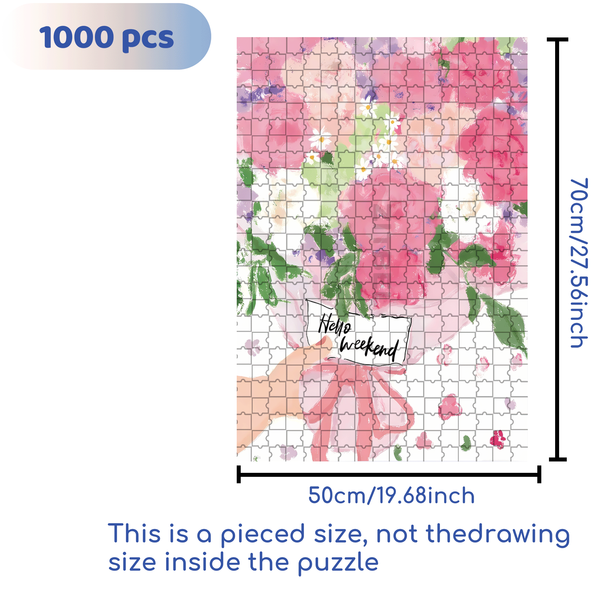 A Bouquet Of Pink On The Weekend 500pcs/1000pcs Jigsaw Puzzle, Scratch-Resistant, Interactive Family Game & Brain-Boosting DIY Decor, Perfect for Halloween, Christmas & New Year Gifts, Family Puzzle Game