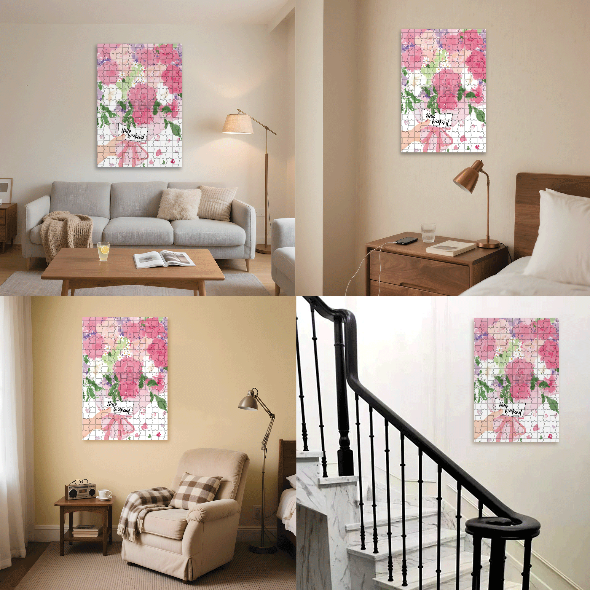 A Bouquet Of Pink On The Weekend 500pcs/1000pcs Jigsaw Puzzle, Scratch-Resistant, Interactive Family Game & Brain-Boosting DIY Decor, Perfect for Halloween, Christmas & New Year Gifts, Family Puzzle Game