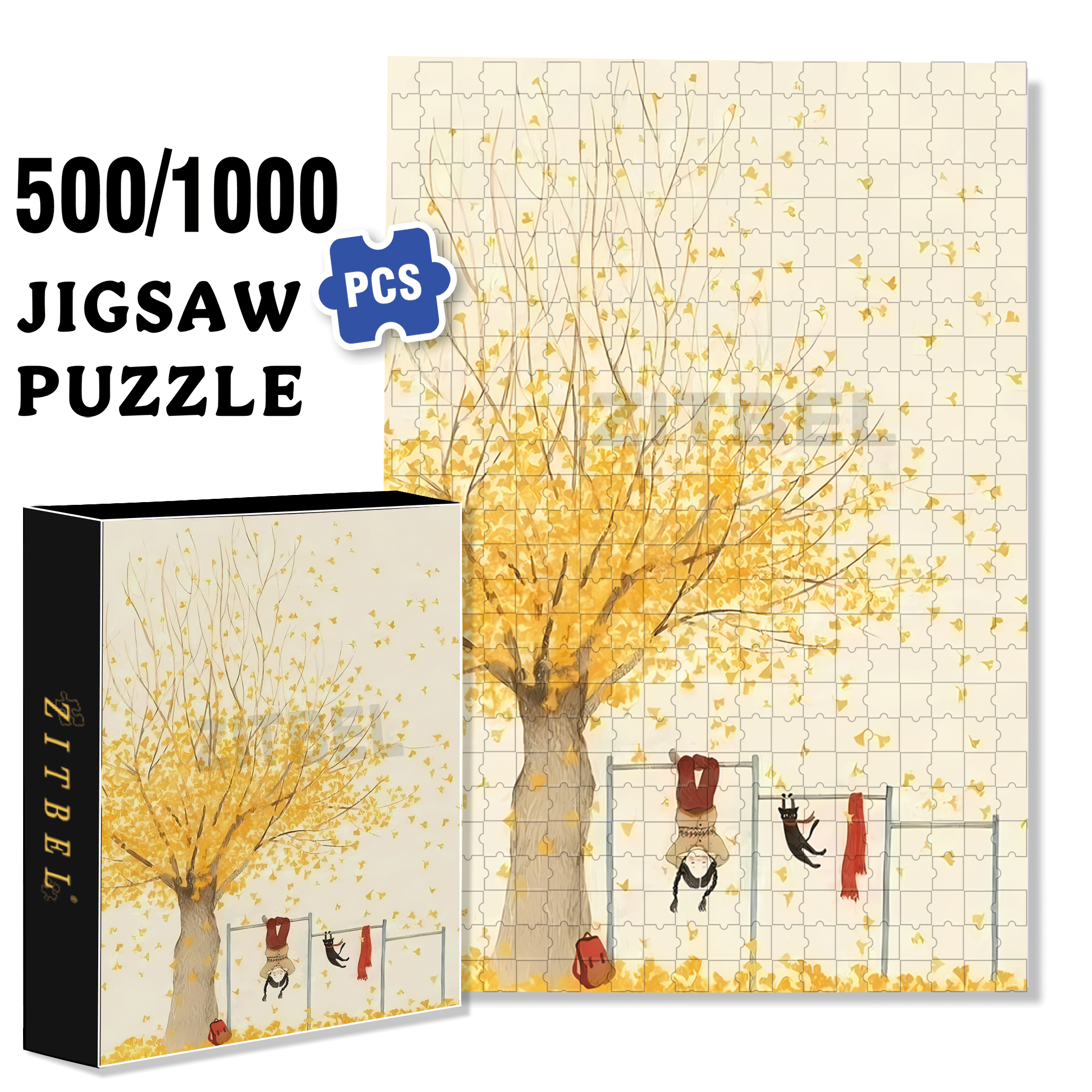 After School 500pcs/1000pcs Jigsaw Puzzle, Scratch-Resistant, Interactive Family Game & Brain-Boosting DIY Decor, Perfect for Halloween, Christmas & New Year Gifts, Family Puzzle Game