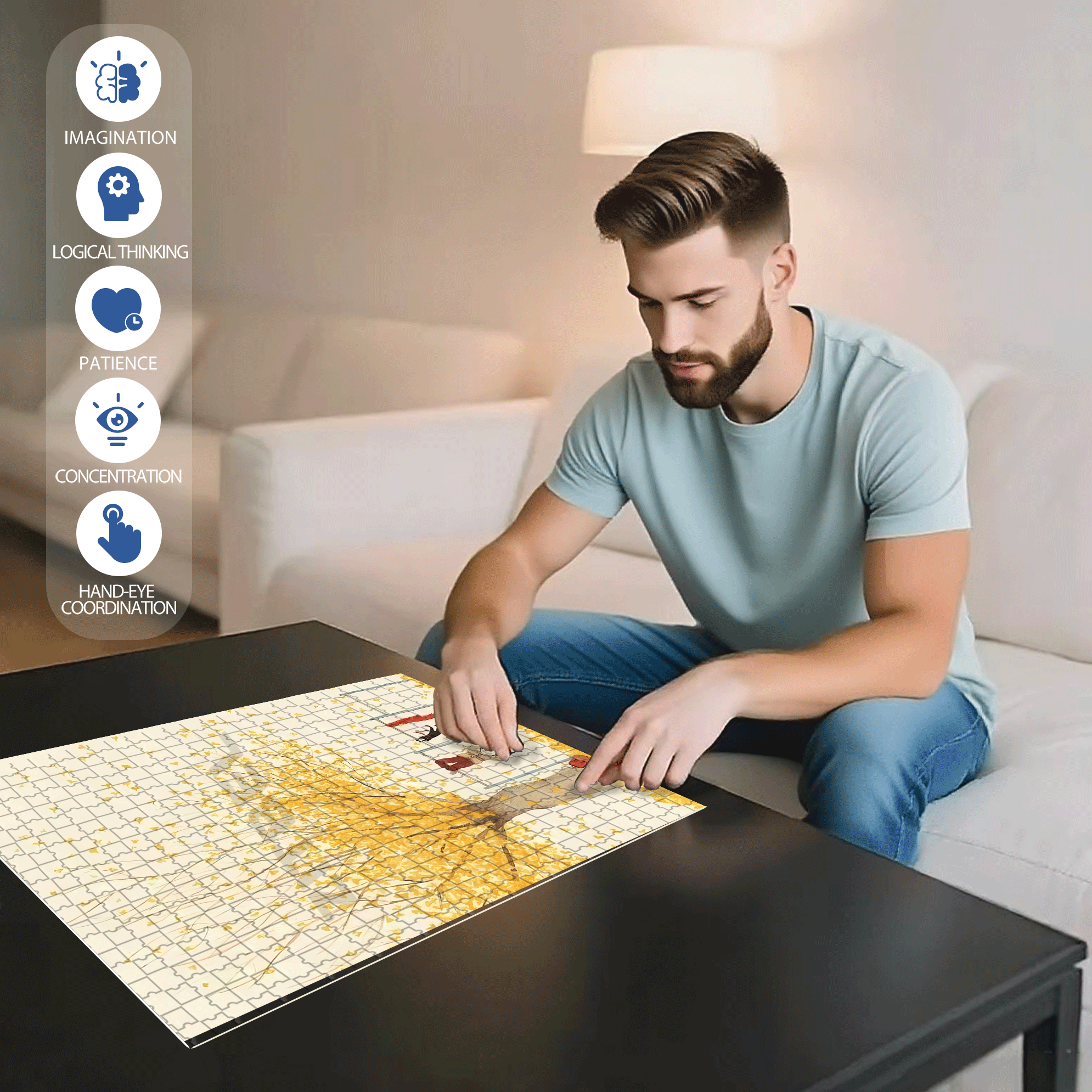 After School 500pcs/1000pcs Jigsaw Puzzle, Scratch-Resistant, Interactive Family Game & Brain-Boosting DIY Decor, Perfect for Halloween, Christmas & New Year Gifts, Family Puzzle Game