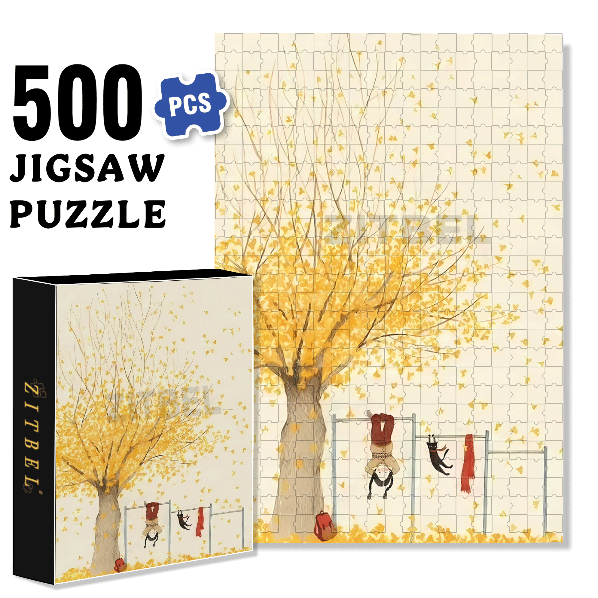 After School 500pcs/1000pcs Jigsaw Puzzle, Scratch-Resistant, Interactive Family Game & Brain-Boosting DIY Decor, Perfect for Halloween, Christmas & New Year Gifts, Family Puzzle Game