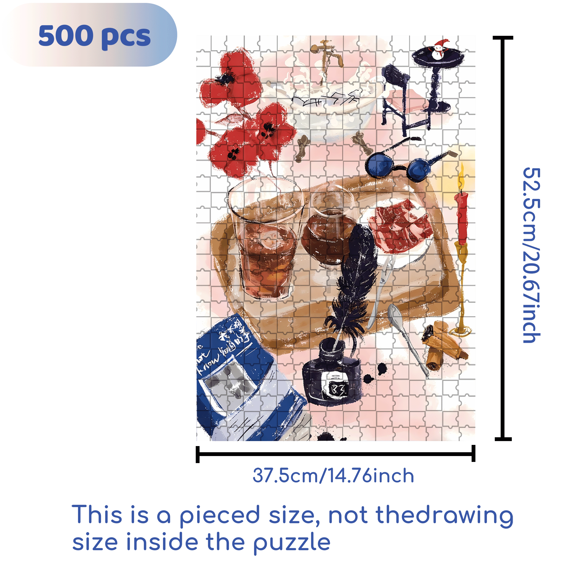 Afternoon Tea In The Bathroom 500pcs/1000pcs Jigsaw Puzzle, Scratch-Resistant, Interactive Family Game & Brain-Boosting DIY Decor, Perfect for Halloween, Christmas & New Year Gifts, Family Puzzle Game