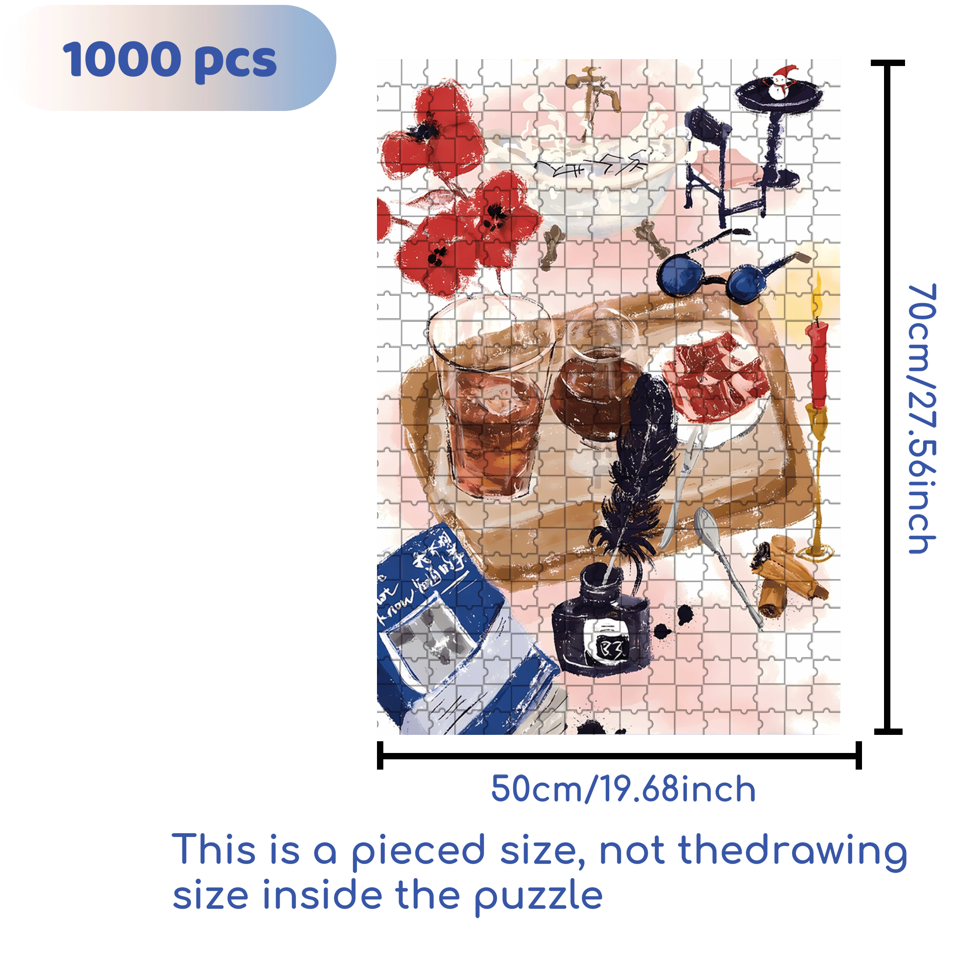 Afternoon Tea In The Bathroom 500pcs/1000pcs Jigsaw Puzzle, Scratch-Resistant, Interactive Family Game & Brain-Boosting DIY Decor, Perfect for Halloween, Christmas & New Year Gifts, Family Puzzle Game