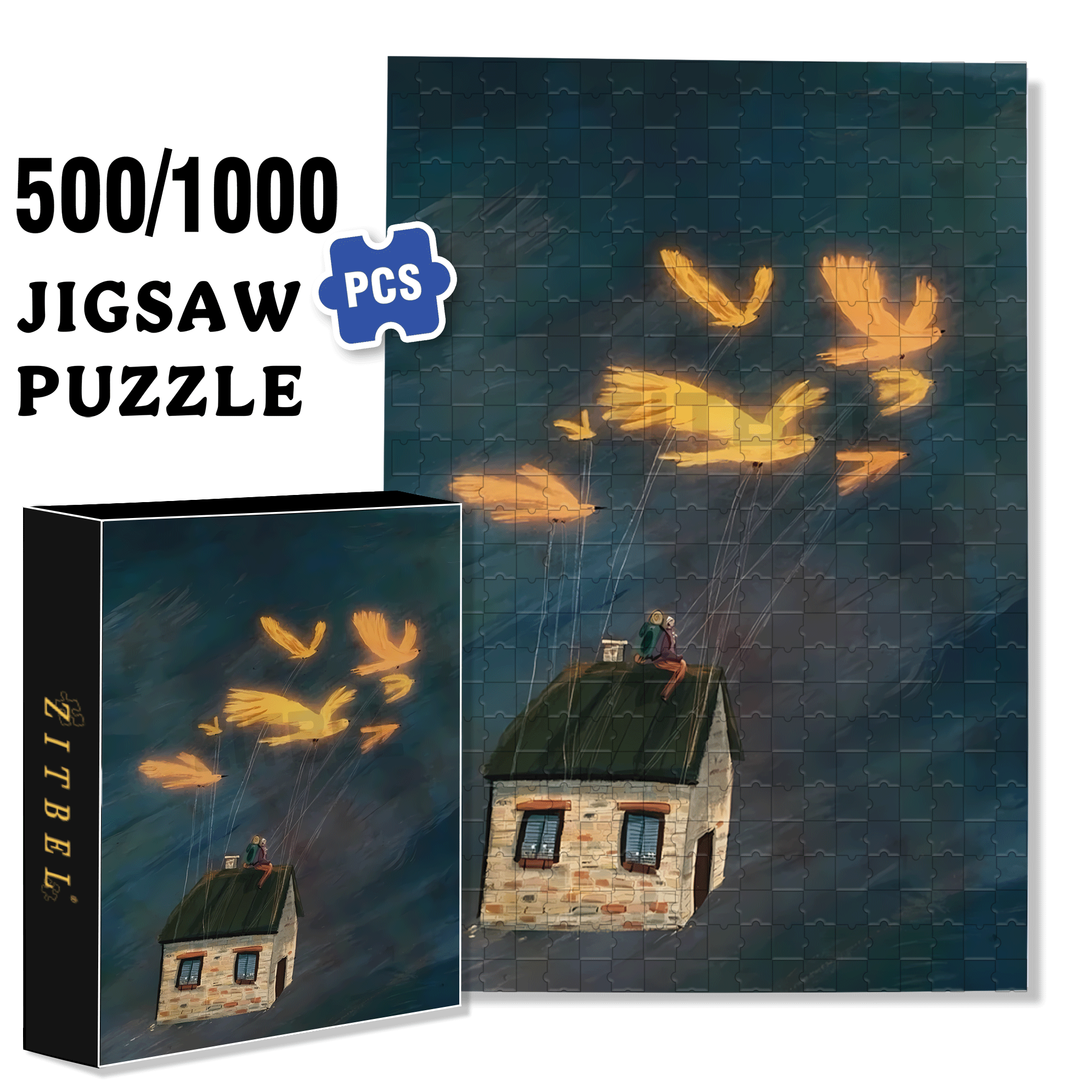 Bird Of Dreams 500pcs/1000pcs Jigsaw Puzzle, Scratch-Resistant, Interactive Family Game & Brain-Boosting DIY Decor, Perfect for Halloween, Christmas & New Year Gifts, Family Puzzle Game
