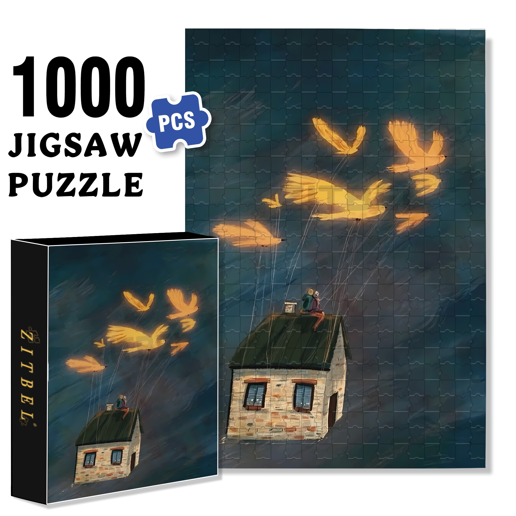 Bird Of Dreams 500pcs/1000pcs Jigsaw Puzzle, Scratch-Resistant, Interactive Family Game & Brain-Boosting DIY Decor, Perfect for Halloween, Christmas & New Year Gifts, Family Puzzle Game