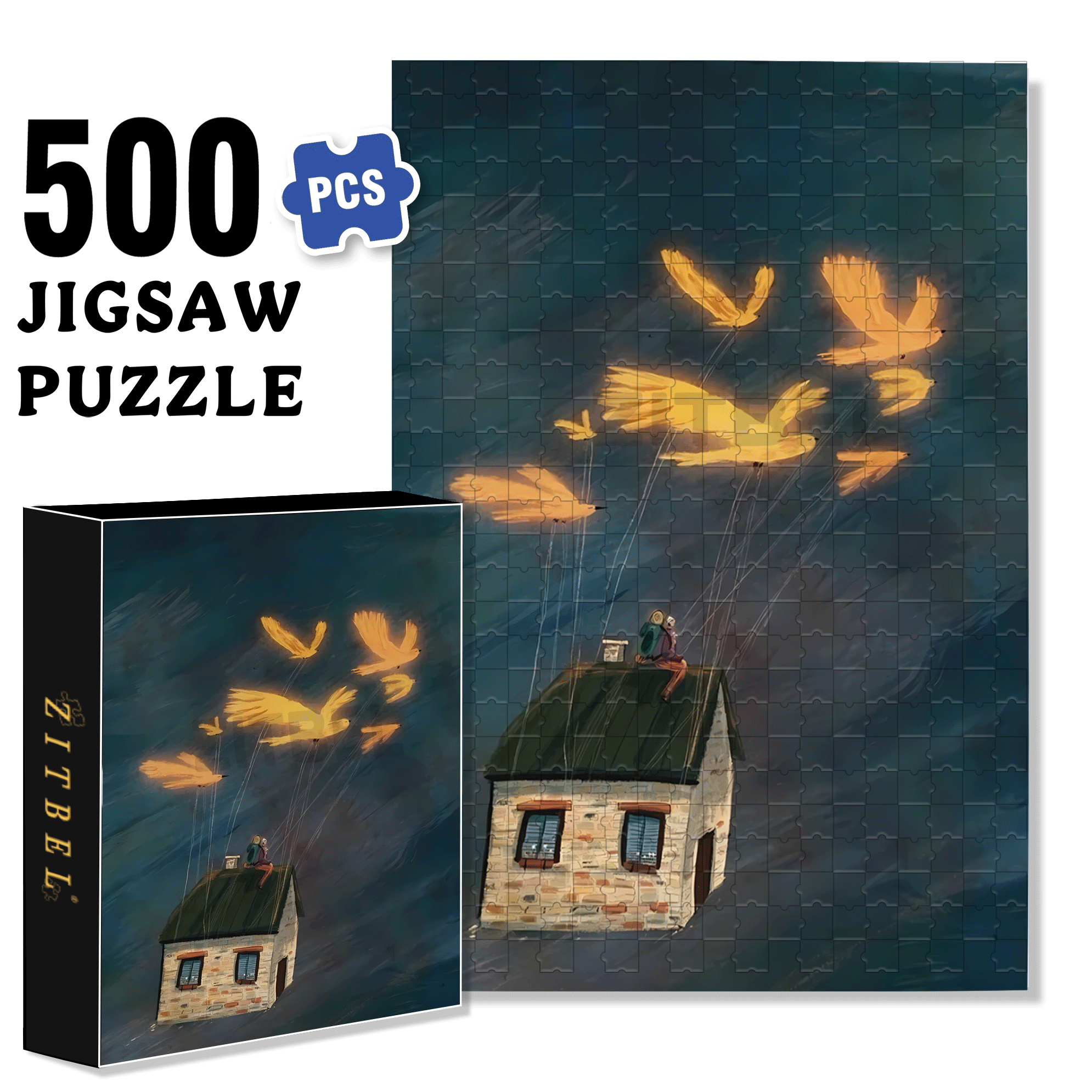 Bird Of Dreams 500pcs/1000pcs Jigsaw Puzzle, Scratch-Resistant, Interactive Family Game & Brain-Boosting DIY Decor, Perfect for Halloween, Christmas & New Year Gifts, Family Puzzle Game