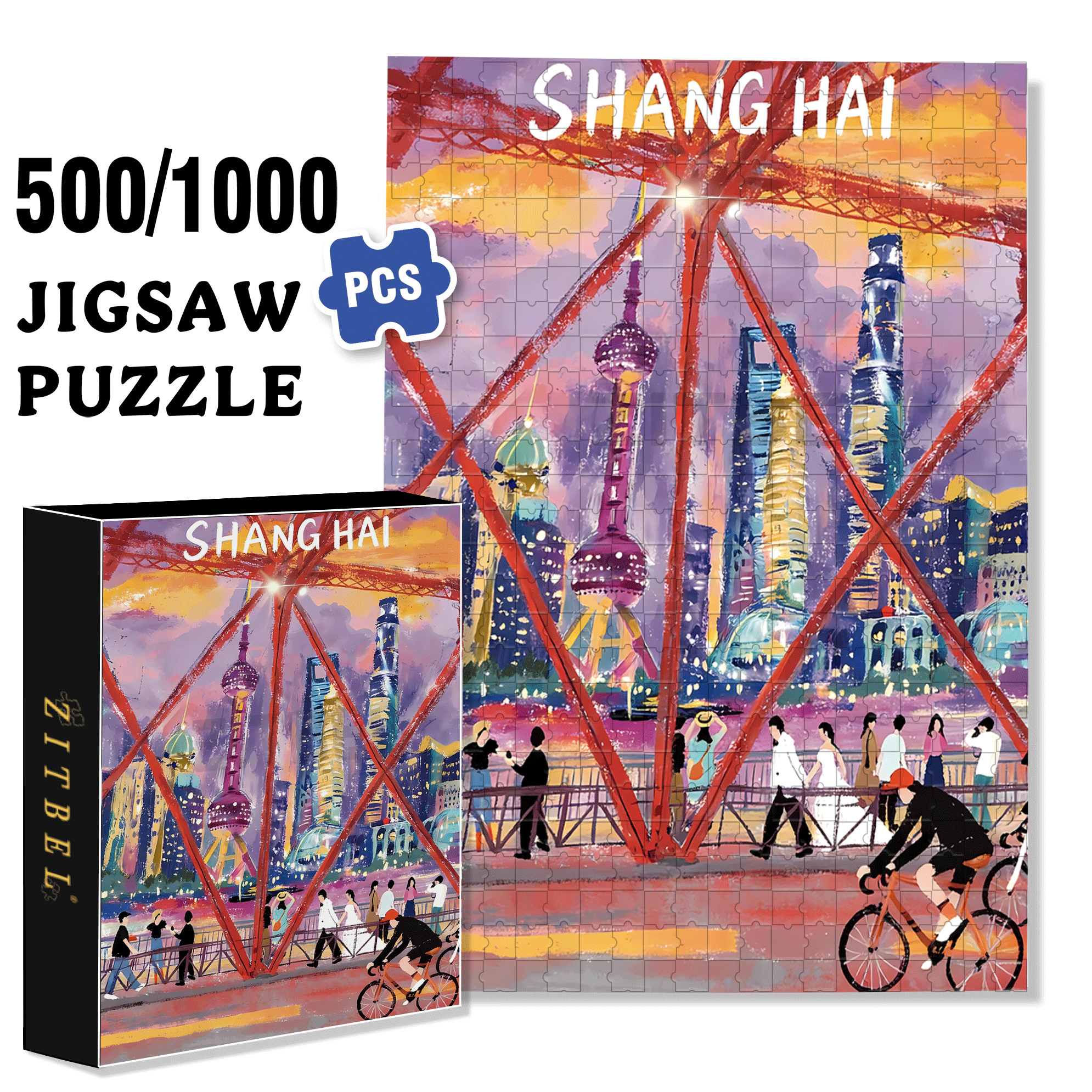 Blow The Wind At Sunset 500pcs/1000pcs Jigsaw Puzzle, Scratch-Resistant, Interactive Family Game & Brain-Boosting DIY Decor, Perfect for Halloween, Christmas & New Year Gifts, Family Puzzle Game