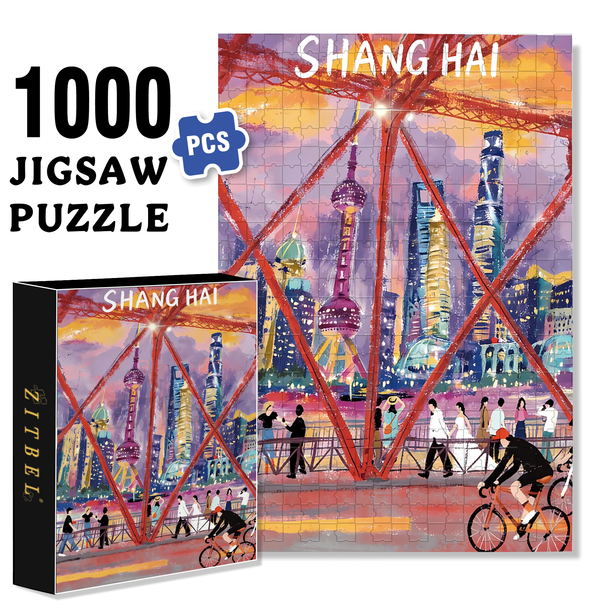 Blow The Wind At Sunset 500pcs/1000pcs Jigsaw Puzzle, Scratch-Resistant, Interactive Family Game & Brain-Boosting DIY Decor, Perfect for Halloween, Christmas & New Year Gifts, Family Puzzle Game